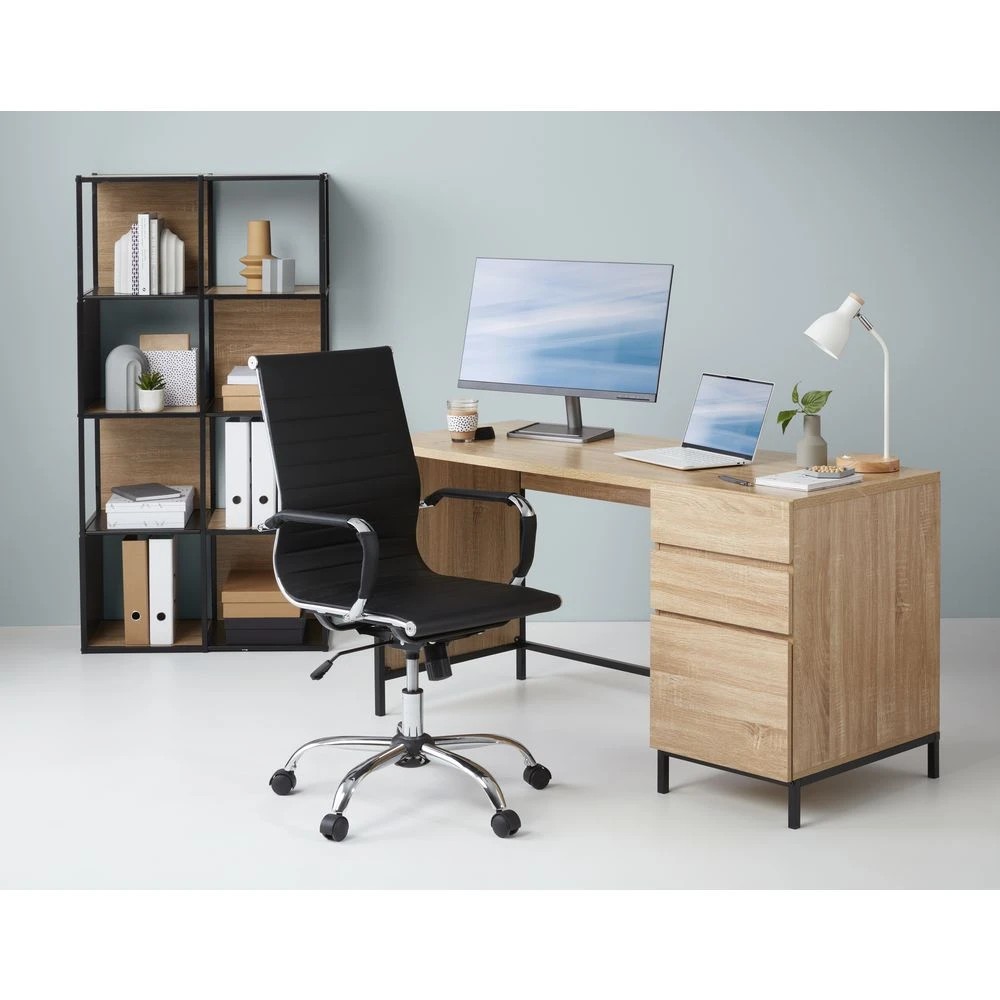 2 Stockholm 3 Drawer 1400mm Desk Oak Black Desks, Tables and Workstations, 2 of 10