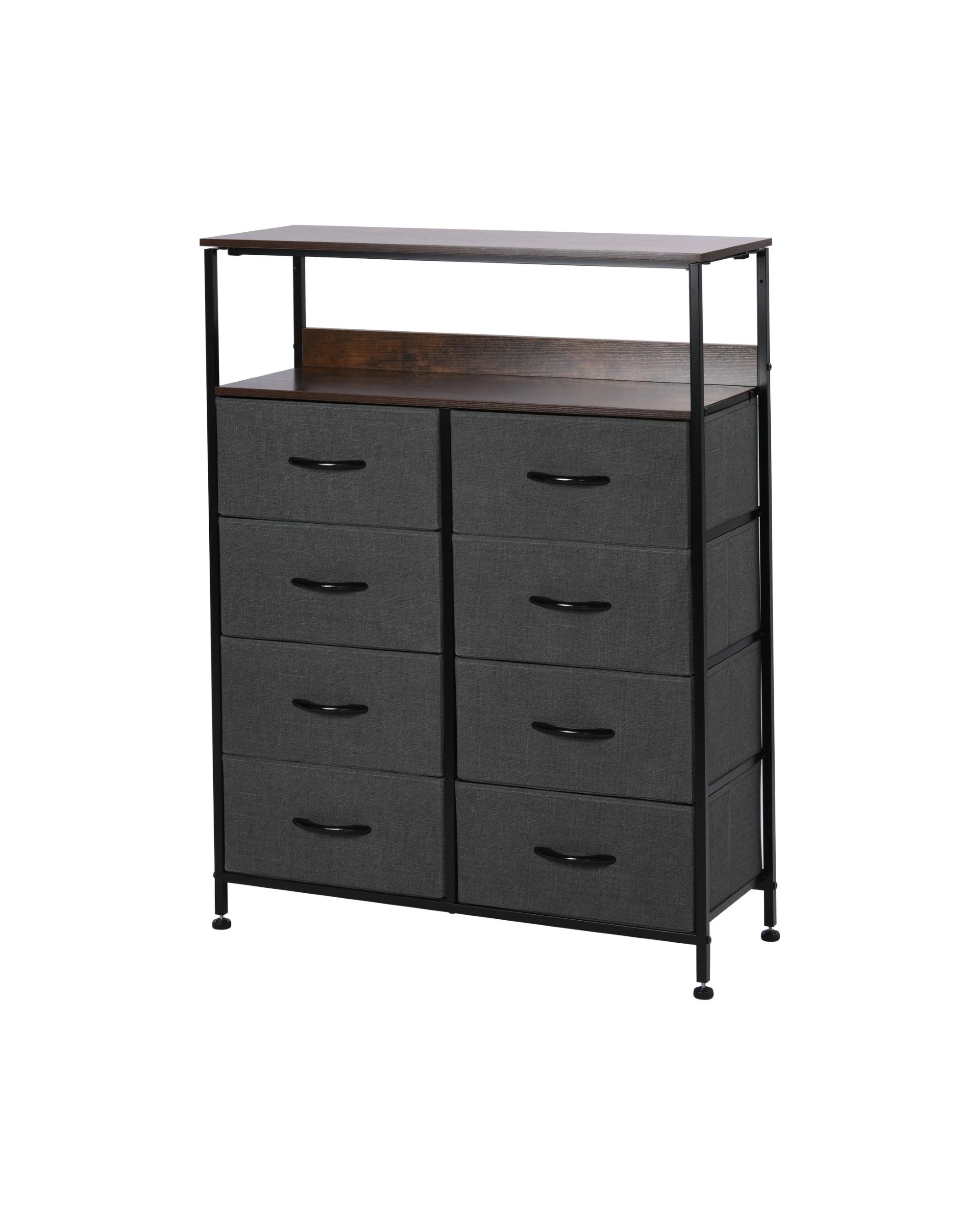 1 Sherwood Luna 8 Drawer Fabric Home Storage Dresser With Shelf - Charcoal, 1 of 7