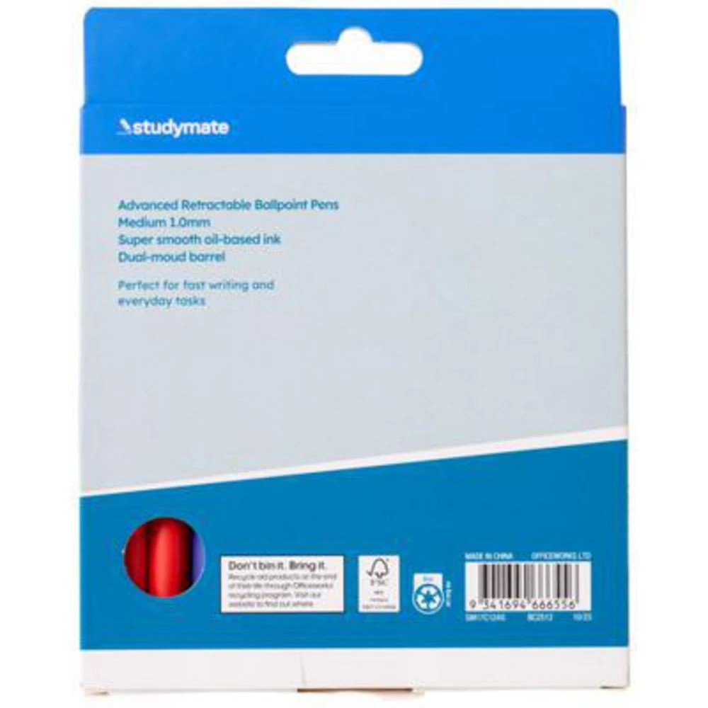 2 Studymate 1mm Semi-Gel Retractable Ballpoint Pen 12 Pack, 2 of 6