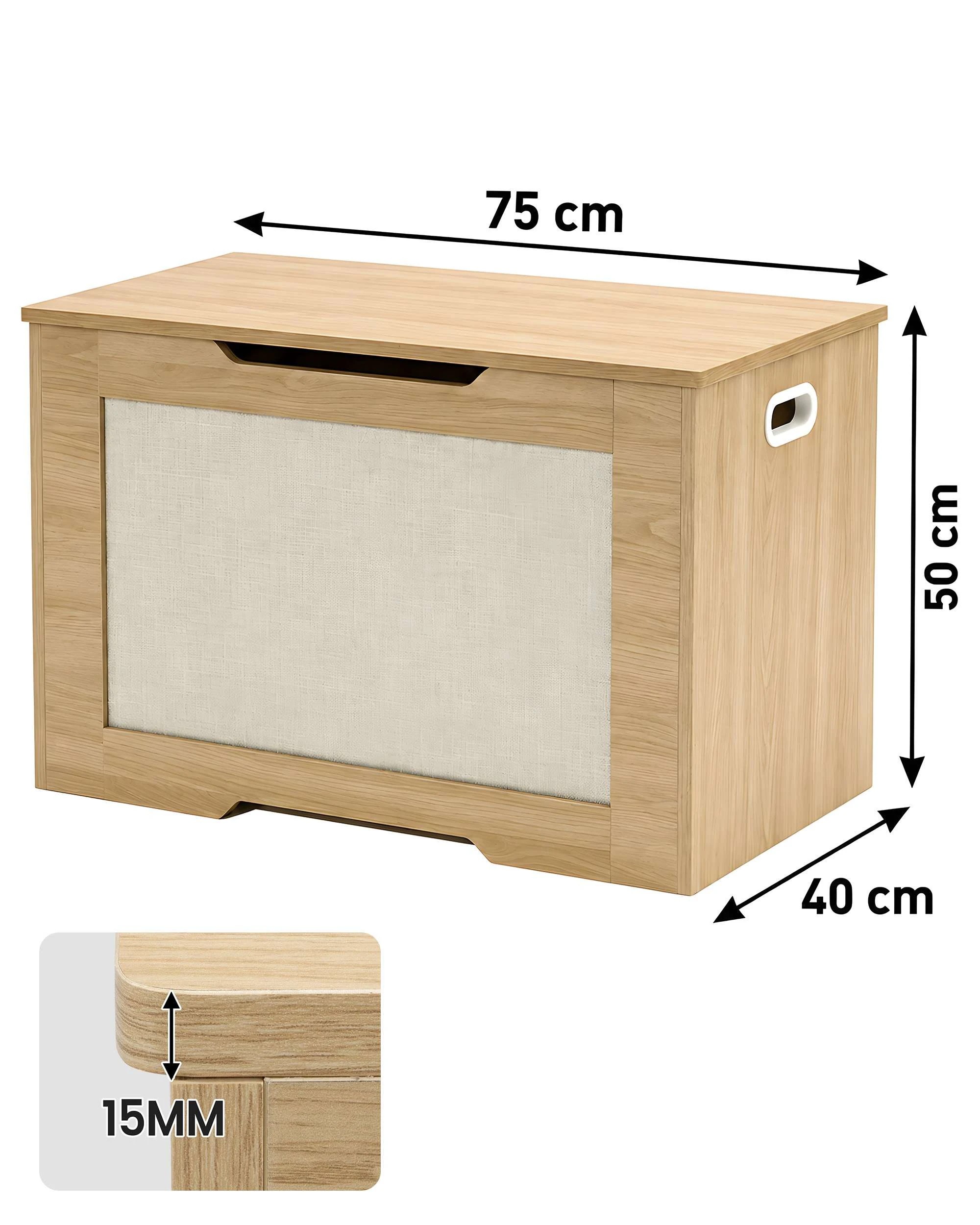 9 PlayPals 120L Kids Toy Box Storage Chest Room Container Bench - Natural, 9 of 10