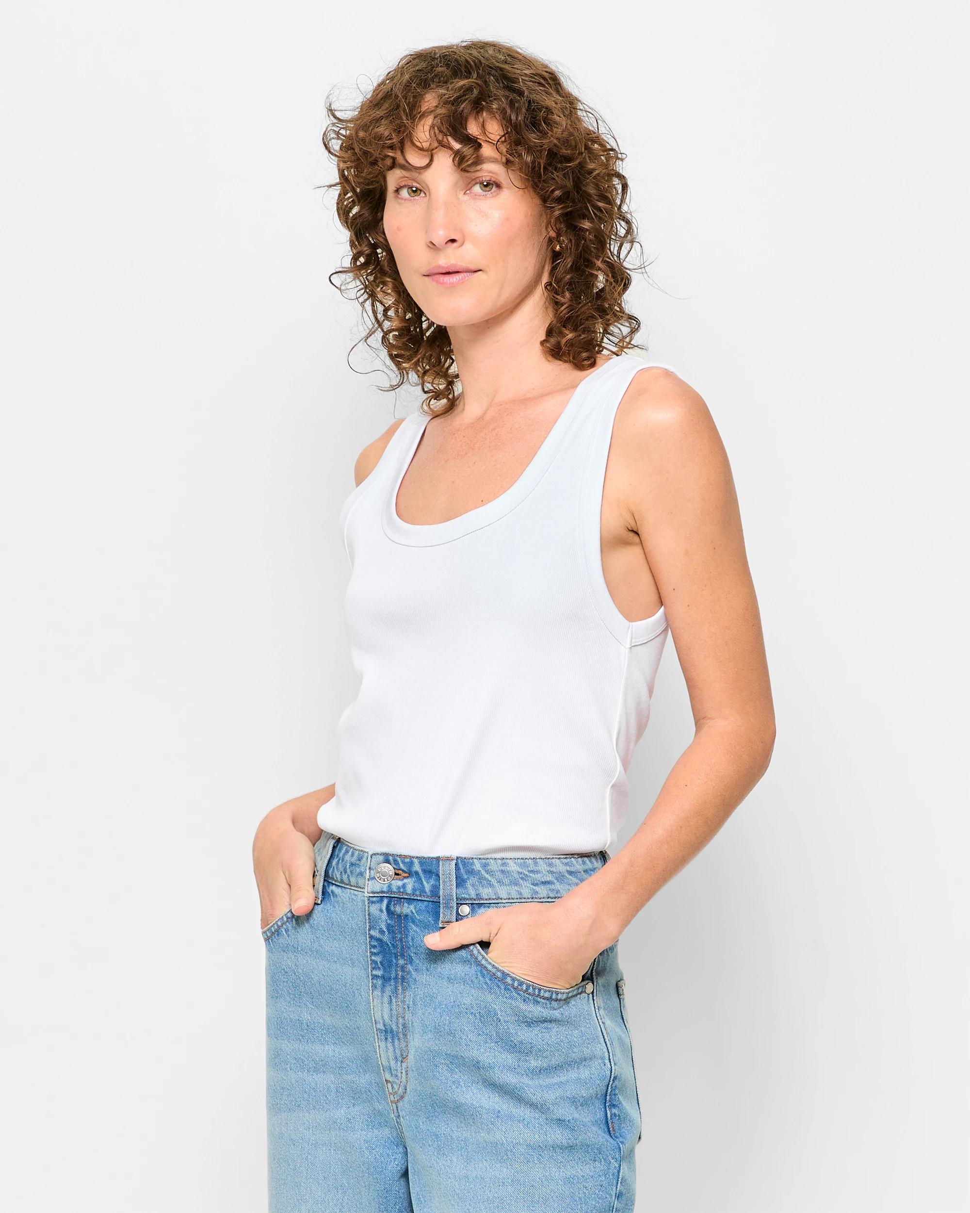 3 Target Australian Cotton Rib Tank Top WHITE, 3 of 5