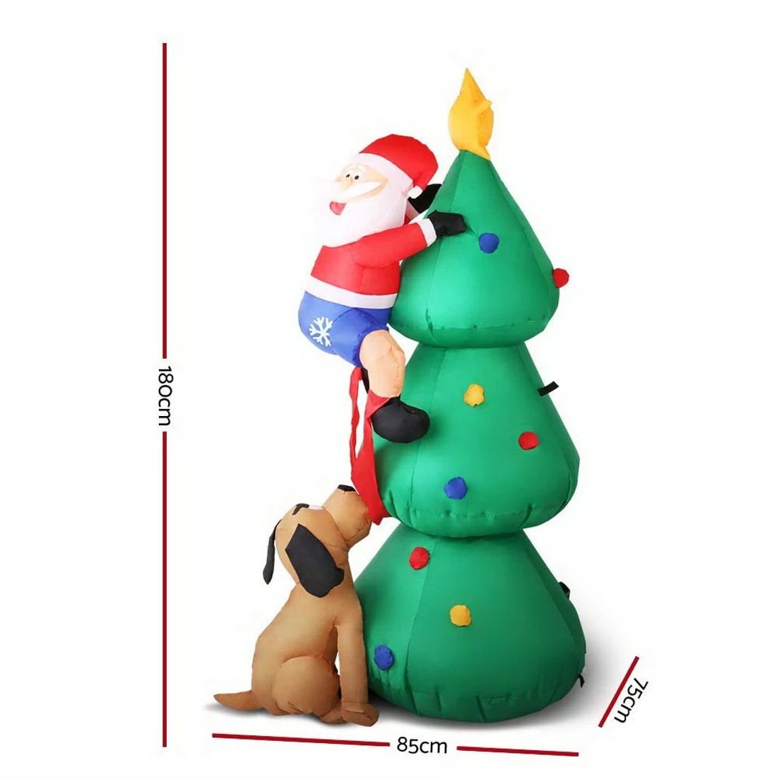3 Jingle Jollys Christmas Inflatable Santa Tree 1.8M Illuminated Decorations - Multi, 3 of 7