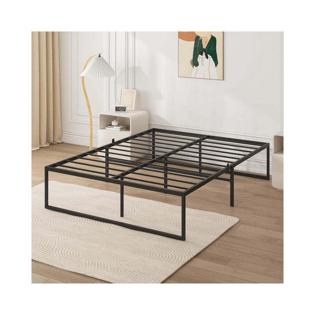 2 Advwin Queen Metal Bed Frame Black, 2 of 5