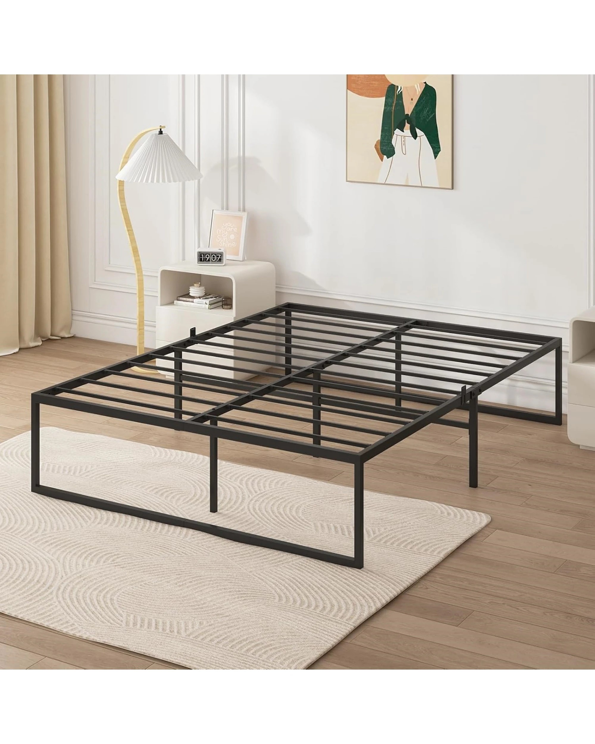 2 Advwin Queen Metal Bed Frame Black, 2 of 5