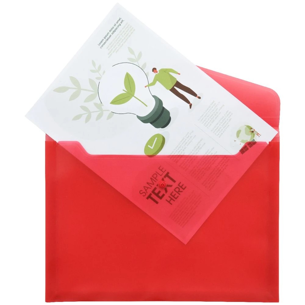 4 J.Burrows A4 Button Document Wallet Red, 4 of 5