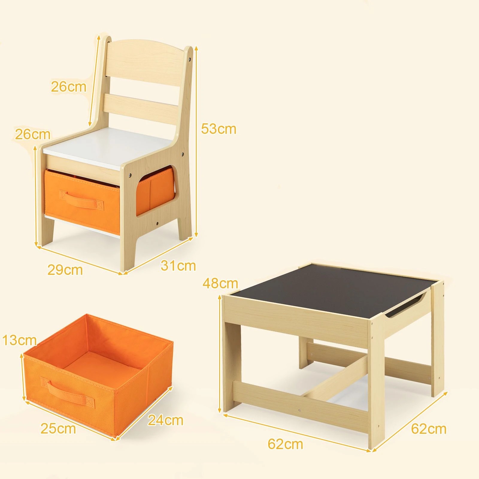 4 Costway 3PCS Kids Table & Chairs Set w/Storage Box, 4 of 6