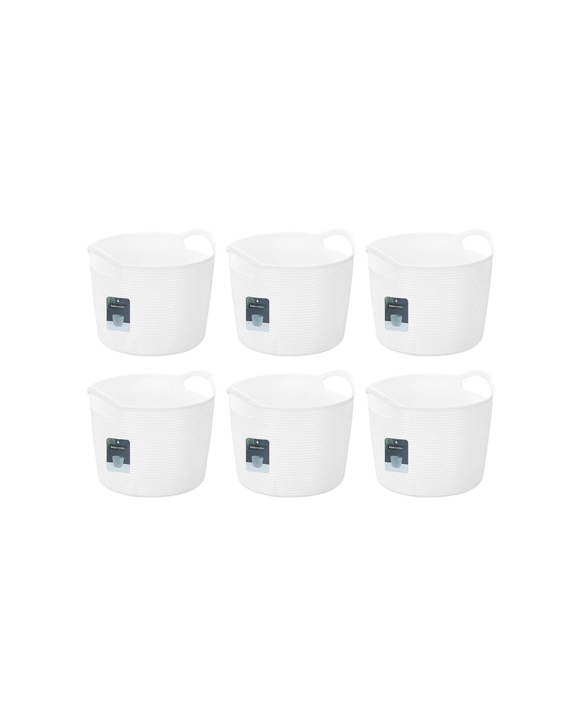 1 Boxsweden 6PK Round Tub Storage Basket Decor Flexible 3L 19cm - Multi, 1 of 7