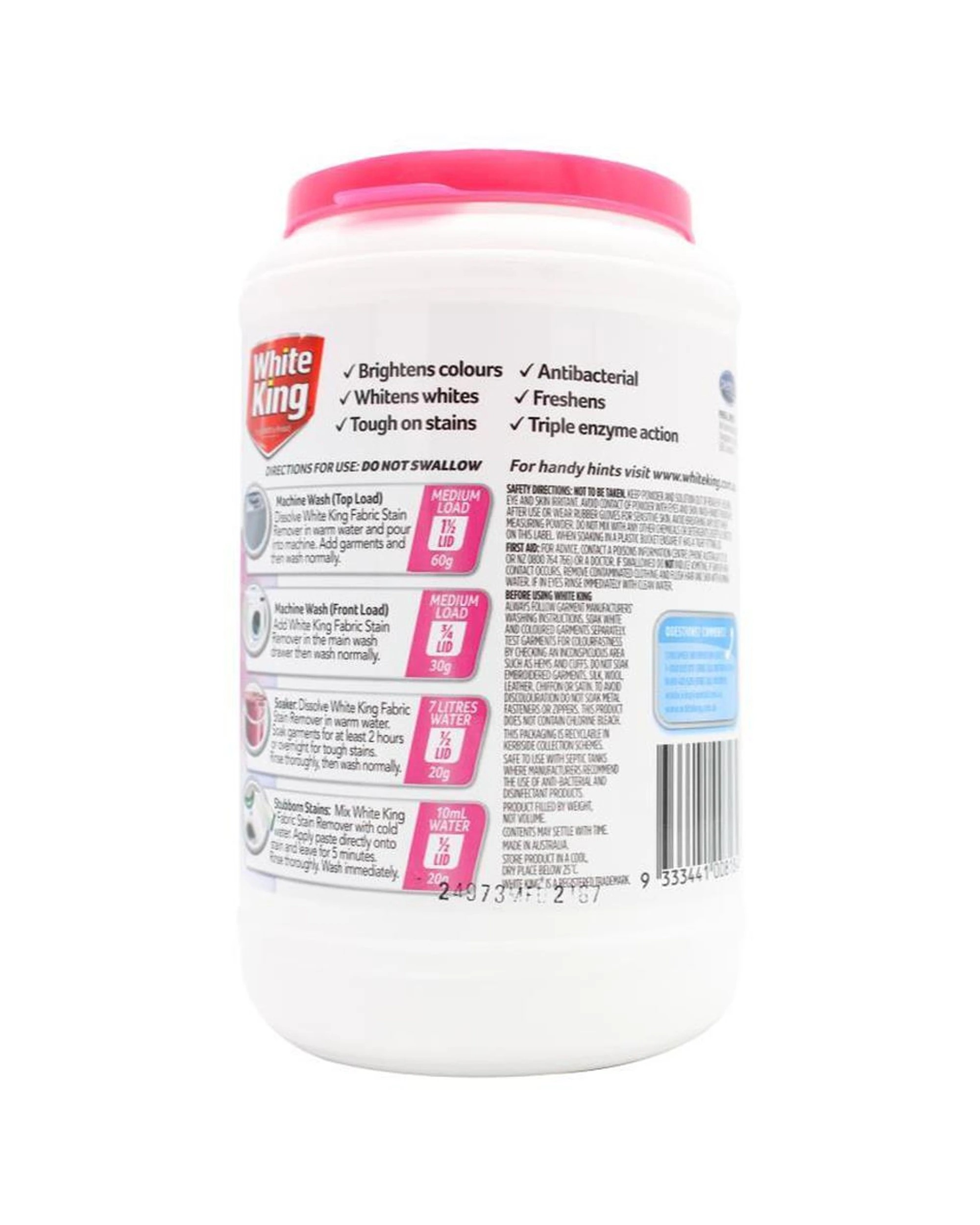 5 White King 6PK Fabric Stain Remover Oxy Powder Regular Safe On Colours 1kg - Multi, 5 of 5