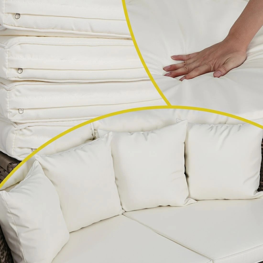 7 Gardeon Outdoor Day Bed Sun Lounge Setting Wicker Lounger Furniture Patio Set of 3 - Beige, 7 of 7