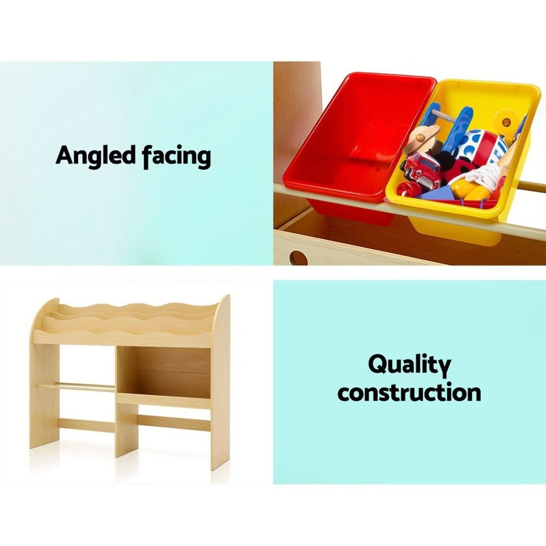 8 Keezi 3 Tiers Kids Bookshelf Storage Children Bookcase Toy Box Organiser Display
 - brown, 8 of 8