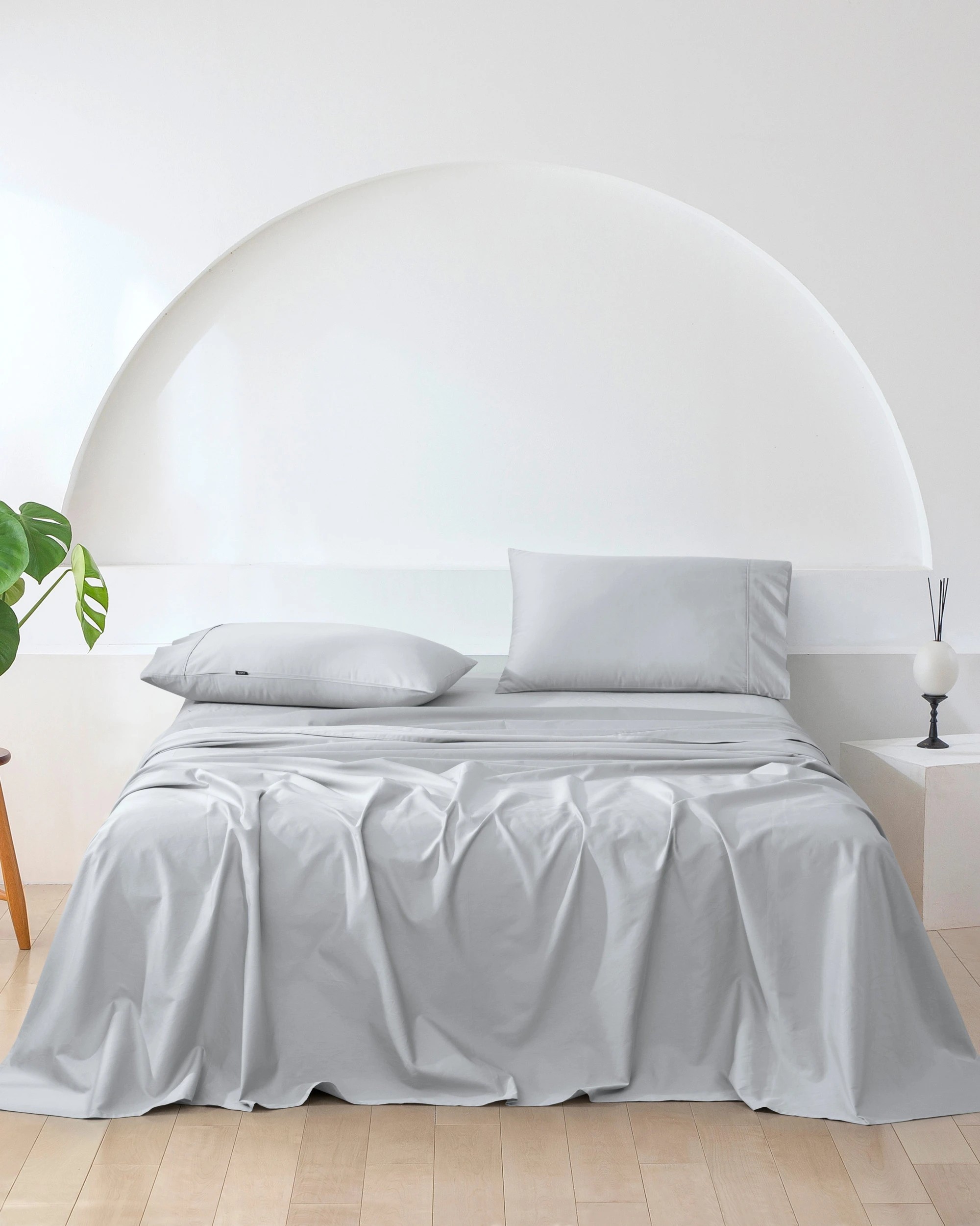 1 ESSN 500TC Cotton Sateen Sheet Set - King Bed - Silver, 1 of 5