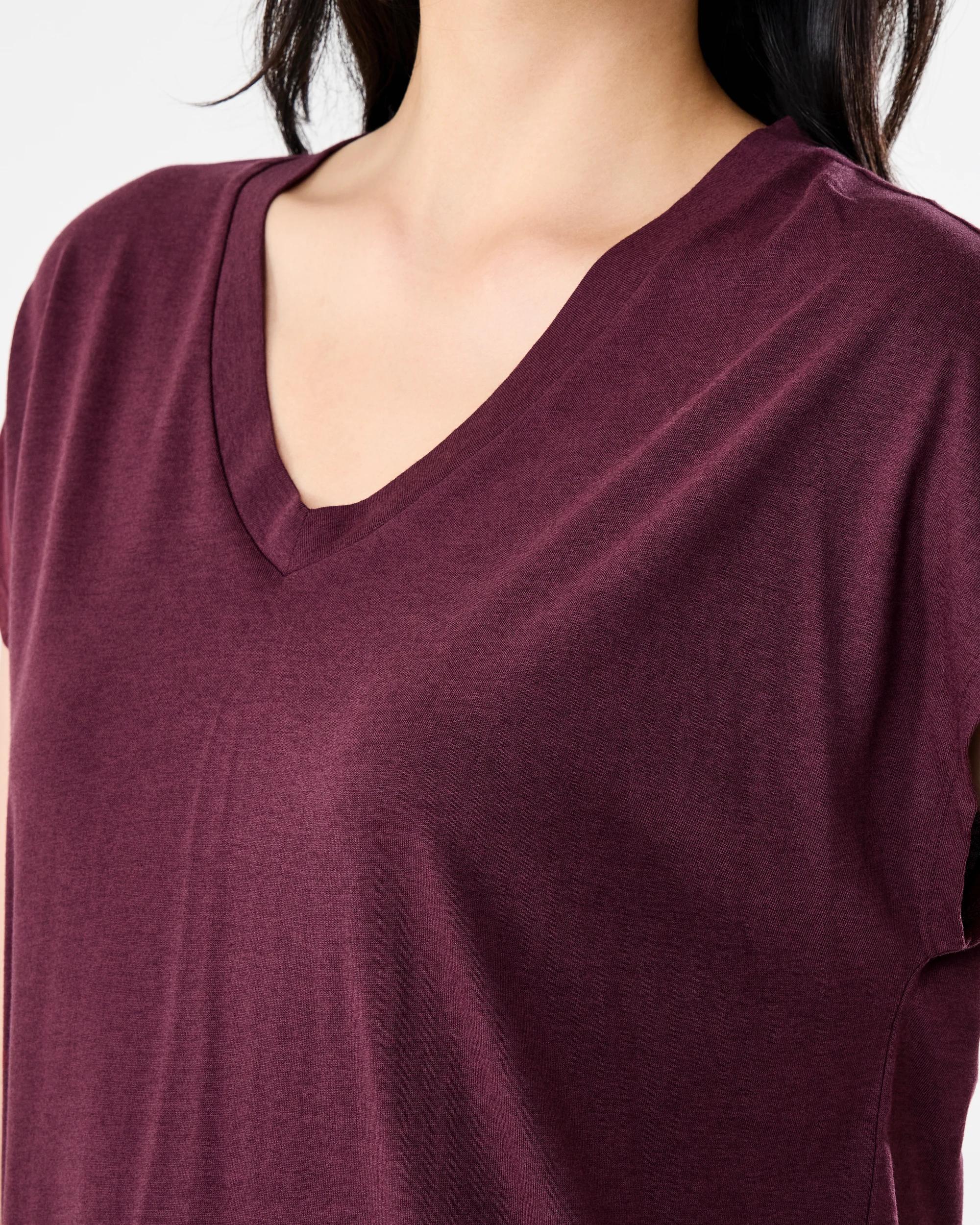 6 Short Extended Sleeve V-Neck T-shirt Red Royale, 6 of 6