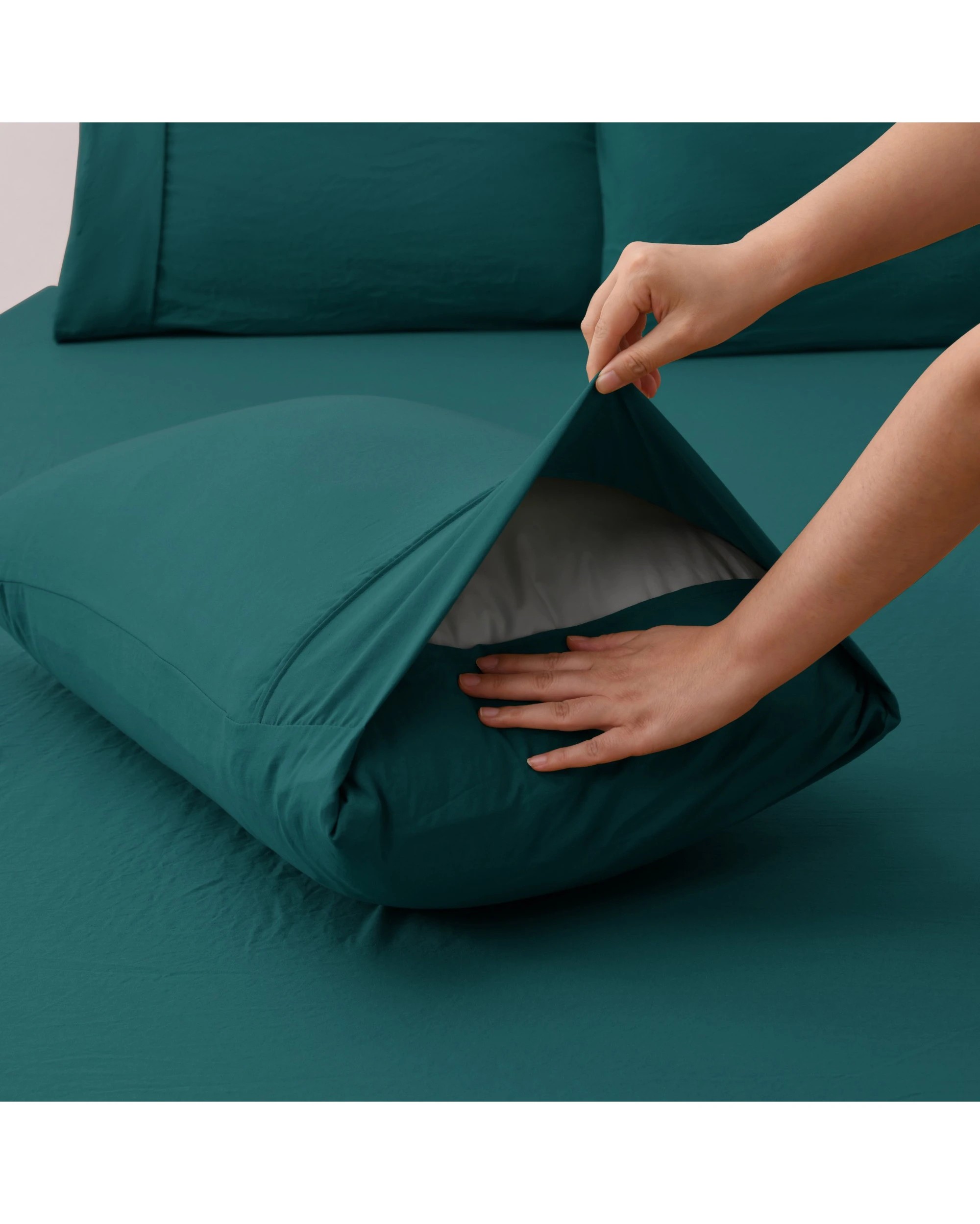 8 Dreamaker Superfine Washed Microfibre Combo Fitted Sheet Set - Super King Bed - Teal, 8 of 10