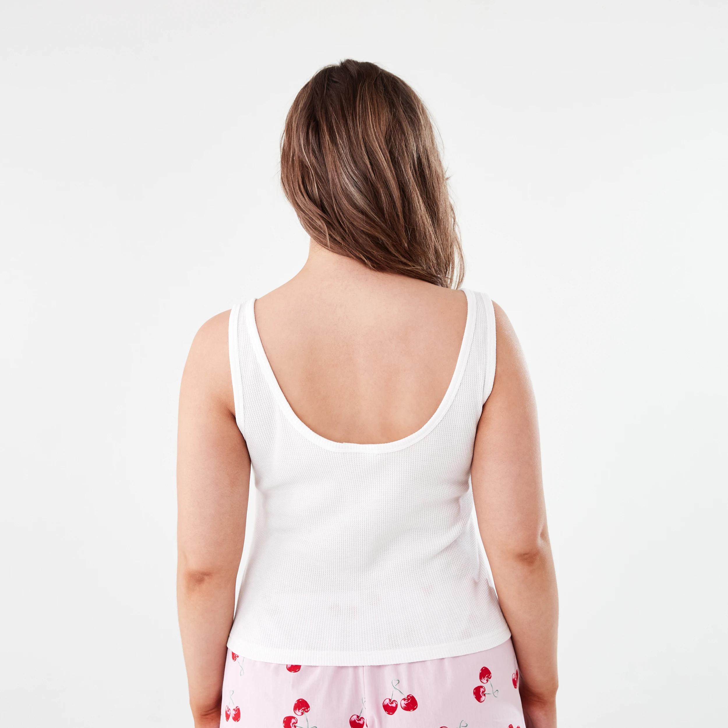 3 Sleeveless Waffle Henley Tank Top Whisper, 3 of 5