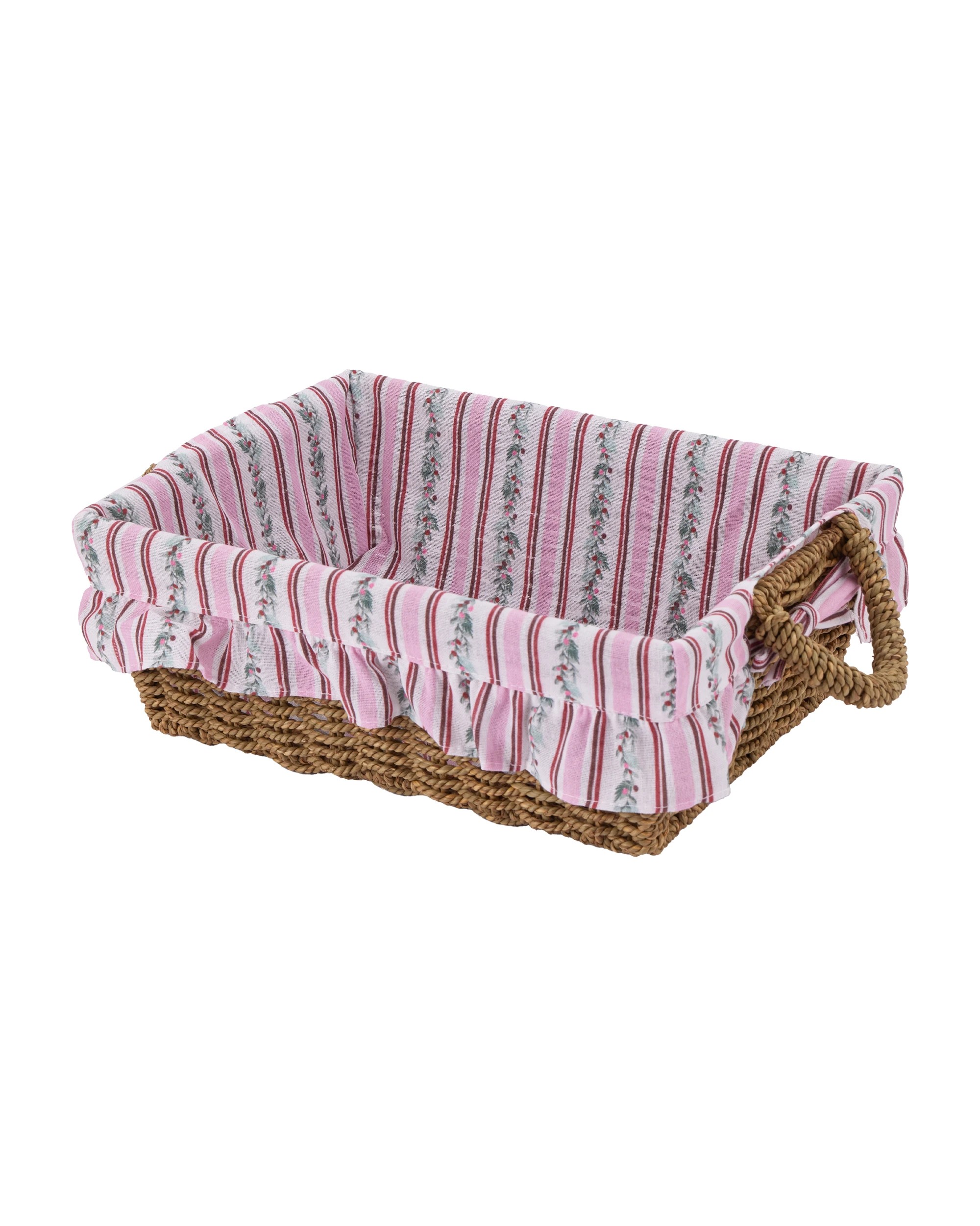 1 Christmas Basket with Holly Stripe Liner, 1 of 5