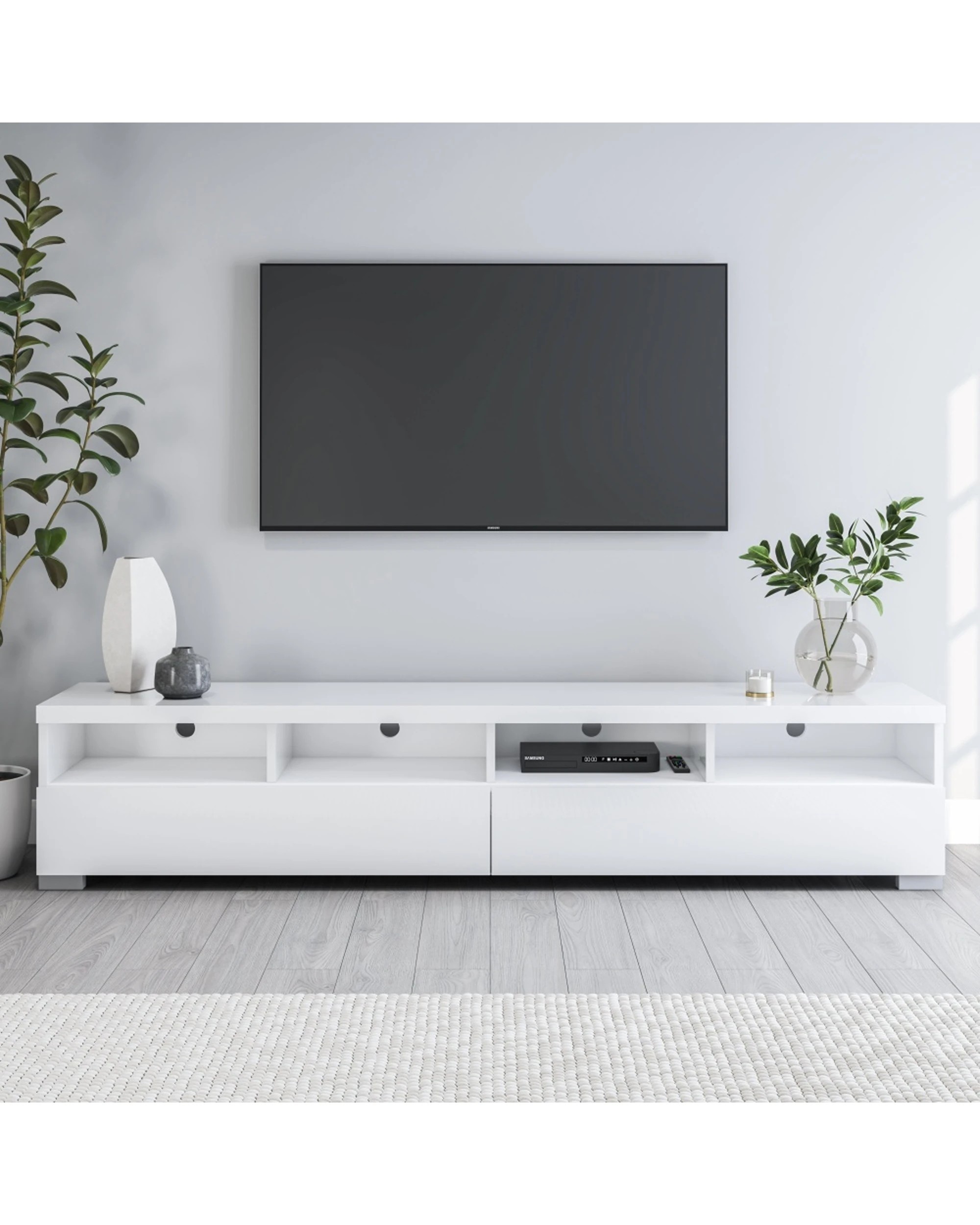 2 Alpine Bay Elara 2 Drawer Entertainment Unit 4 Compartments Storage - White, 2 of 7