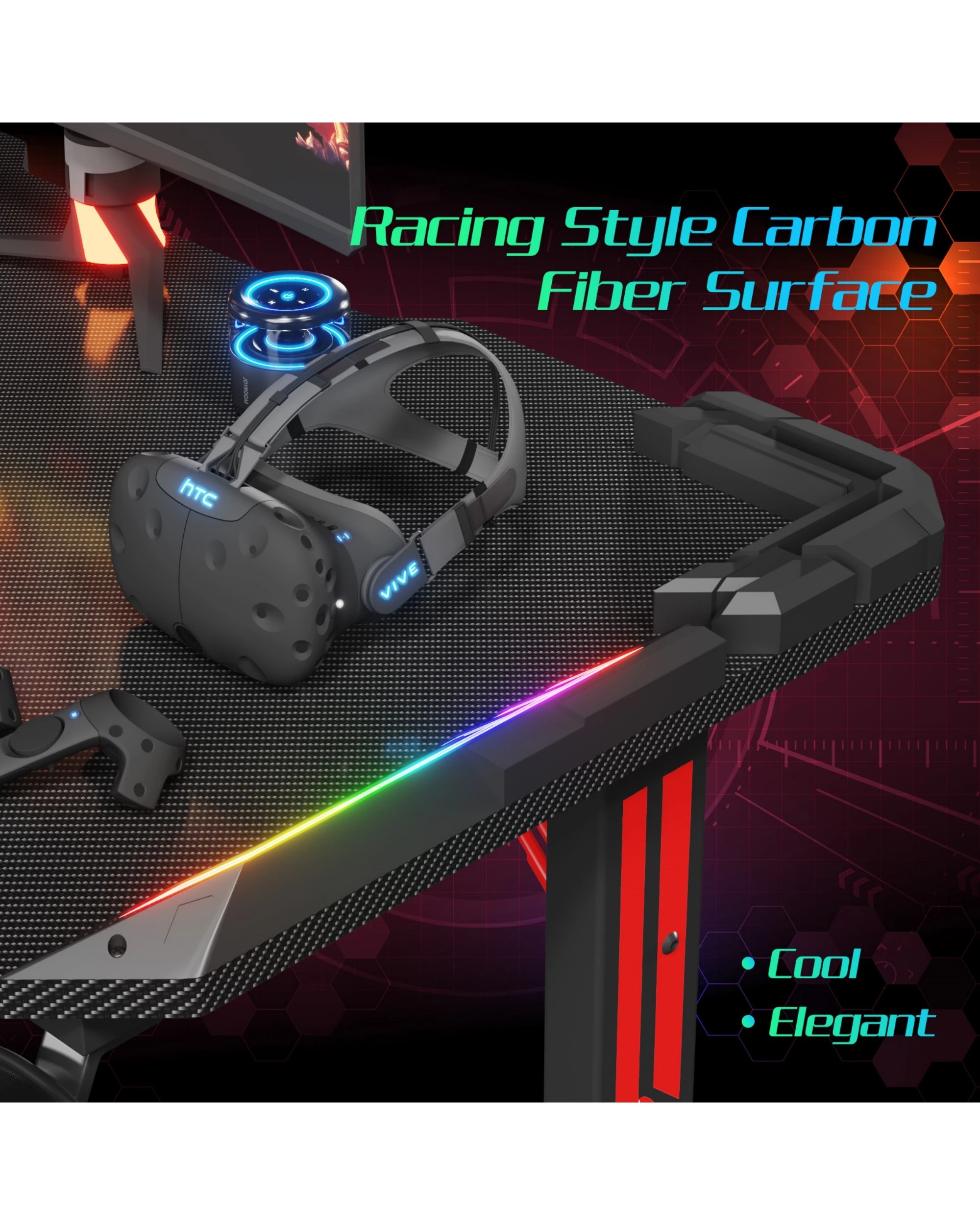 5 Advwin Gaming Desk 120cm With Rgb Led Light Computer Desk, 5 of 6