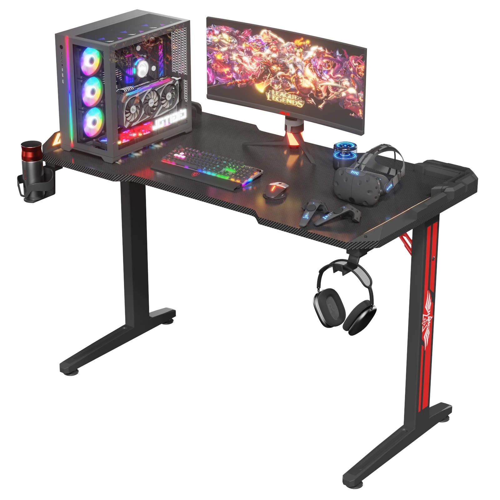 2 Advwin Gaming Desk 120cm With Rgb Led Light Computer Desk, 2 of 3