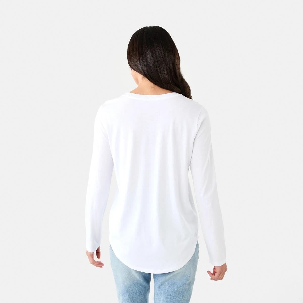 3 Long Sleeve Cotton Modal T-shirt WHITE, 3 of 6