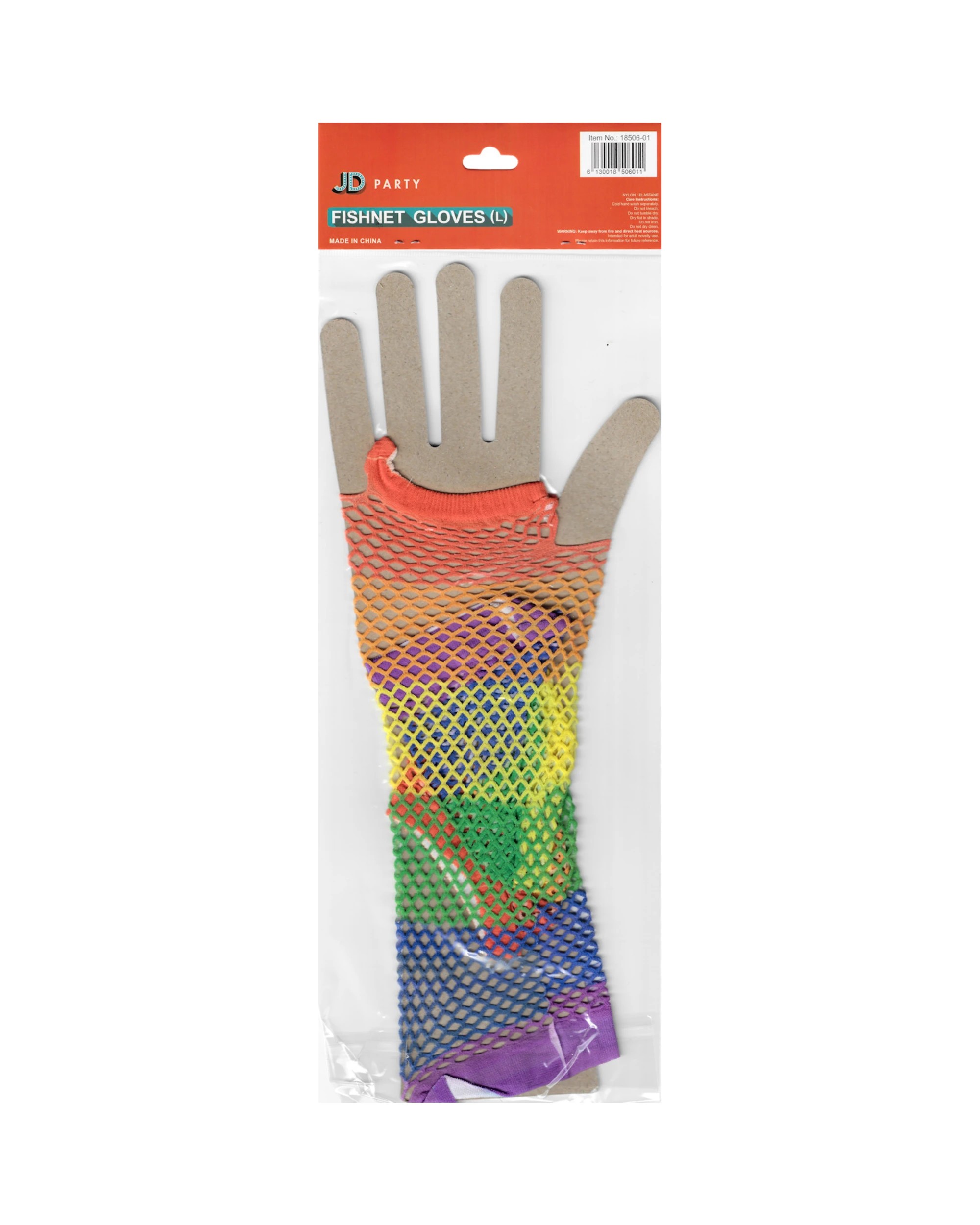 3 Partyrama Rainbow Coloured Fishnet Gloves 1 Pair - Multi, 3 of 3