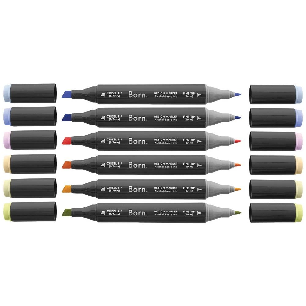 3 Born Professional Dual-Tip Artist Markers Pastels 6 Pack, 3 of 4
