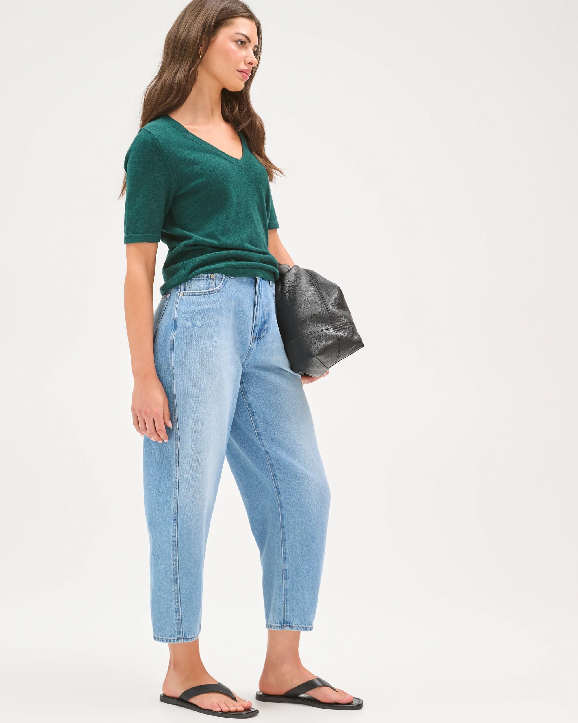 2 Target Petites Harper Barrel Leg Denim Jeans FADED BLUE, 2 of 7
