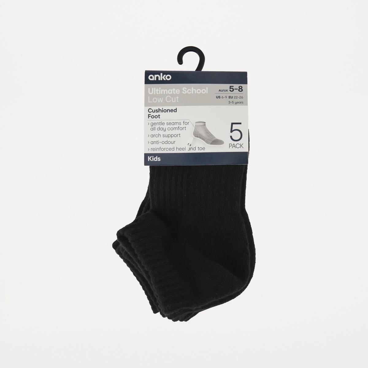 3 5 Pack Ultimate School Low Cut Socks BLACK, 3 of 3