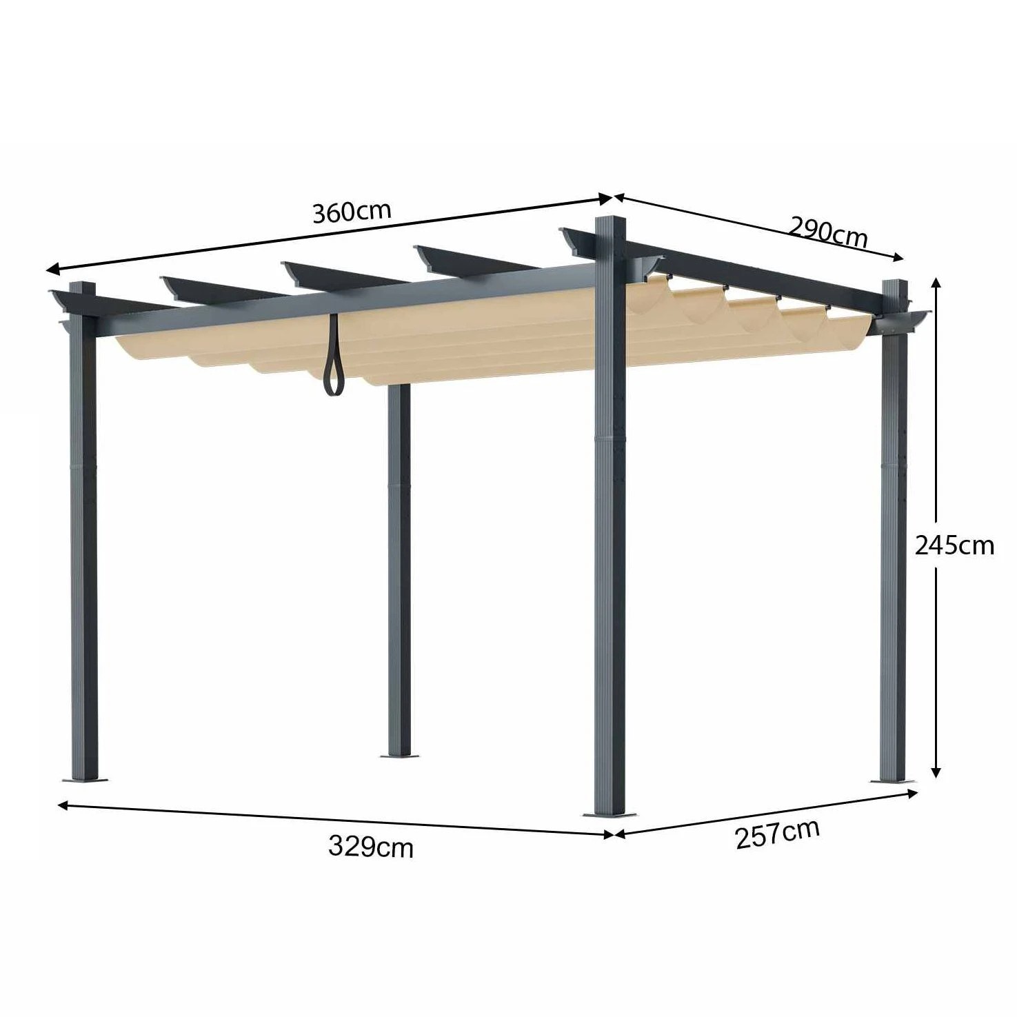1 Costway Outdoor Pergola Aluminum Retractable Canopy Shelter - Beige, 1 of 3