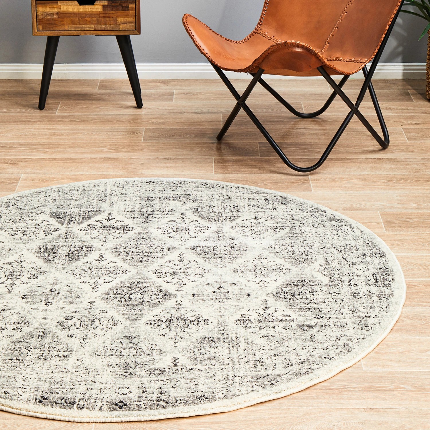 3 Common Ground Rugs Era 999 150x150cm Round - Small Pet Friendly Rug - Grey, 3 of 7