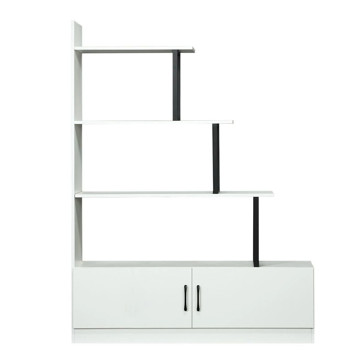8 Ausway 5 Tier Ladder Bookshelf Storage Cube Rack Cabinet Display Shelf Unit with 2 Doors, 8 of 8