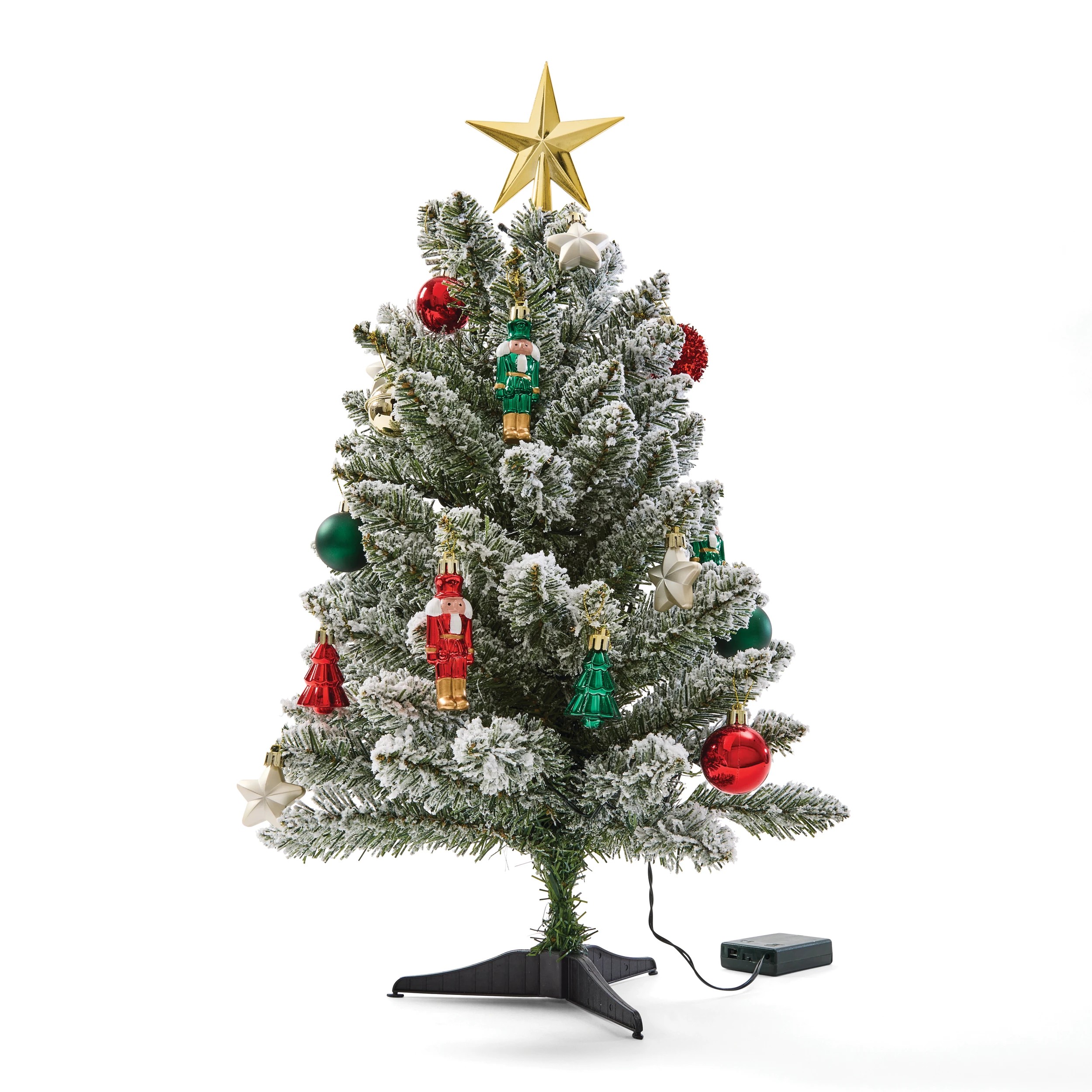 4 60cm (2ft.) Light Up Mini Green Flocked Christmas Tree, 4 of 10