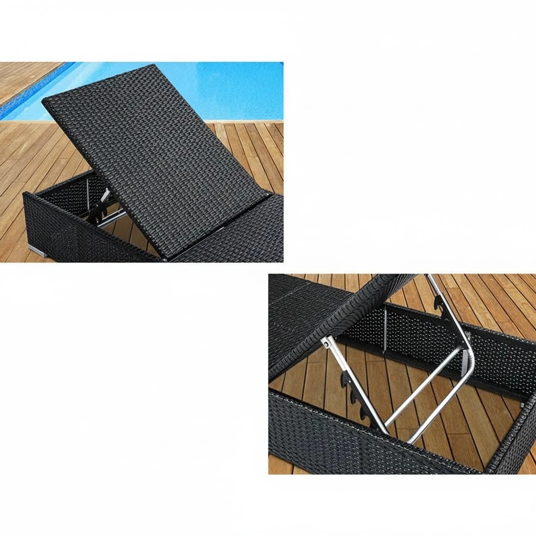 3 Gardeon 2PC Sun Lounge Wicker Lounger Outdoor Furniture Day Bed Adjustable - Black, 3 of 5