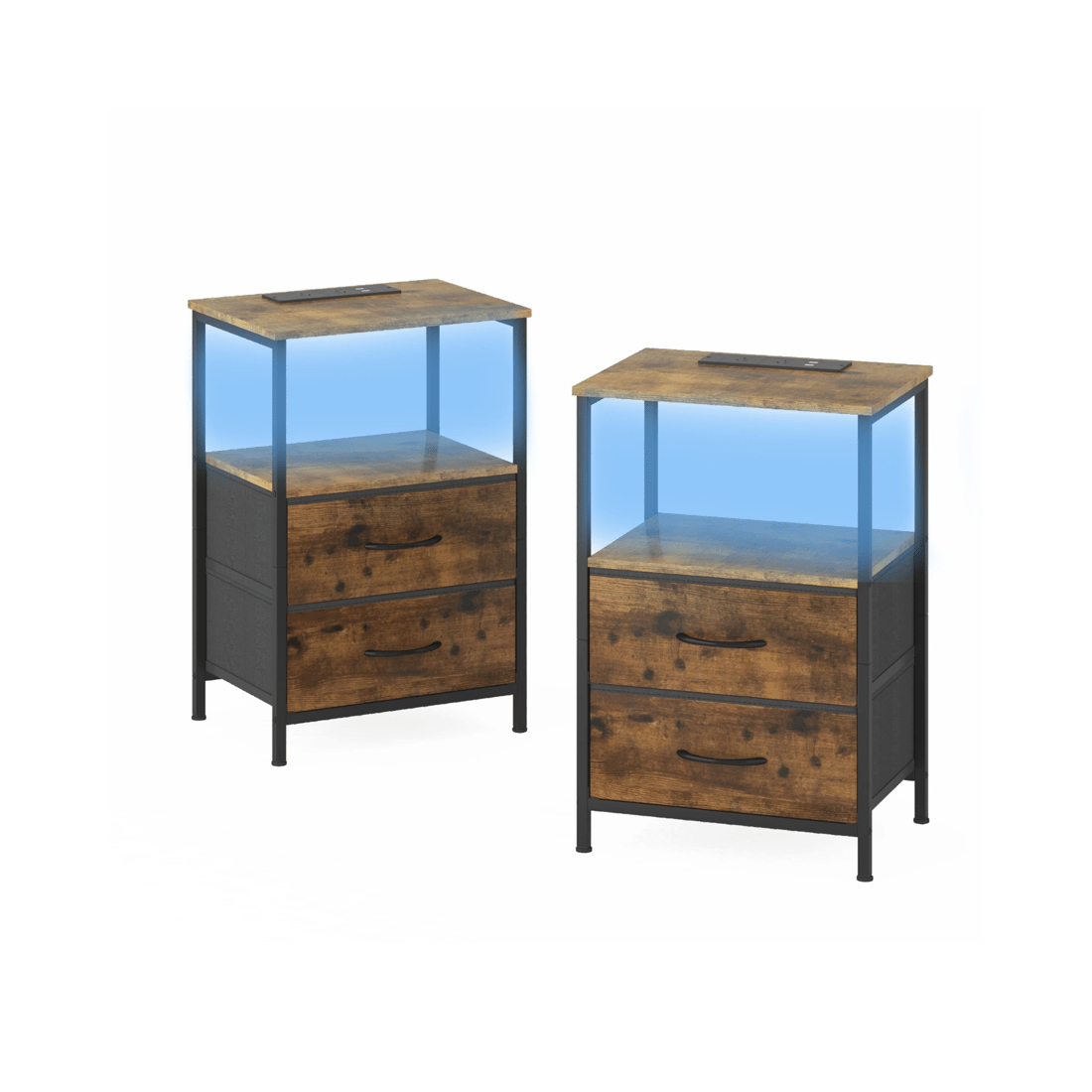 1 Advwin Led Bedside Table Set Of 2 Charging Station Nightstand, 1 of 6