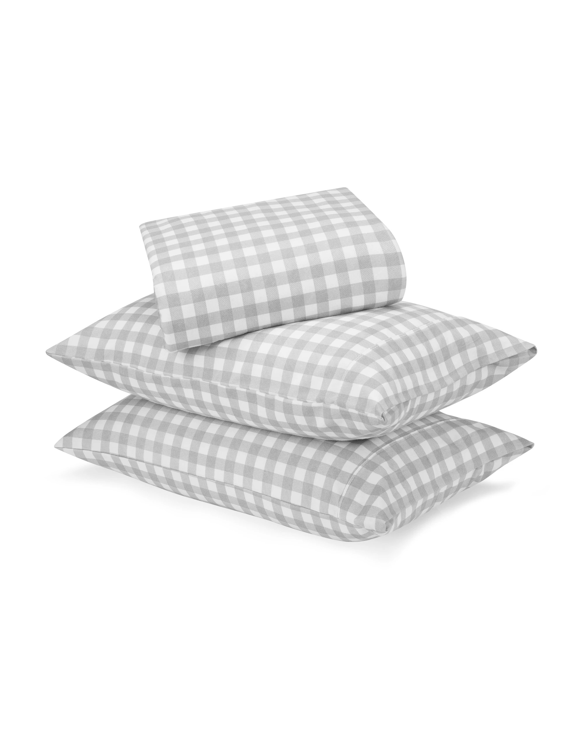 1 Gingham Cotton Flannelette Sheet Set - King Bed, Grey, 1 of 7