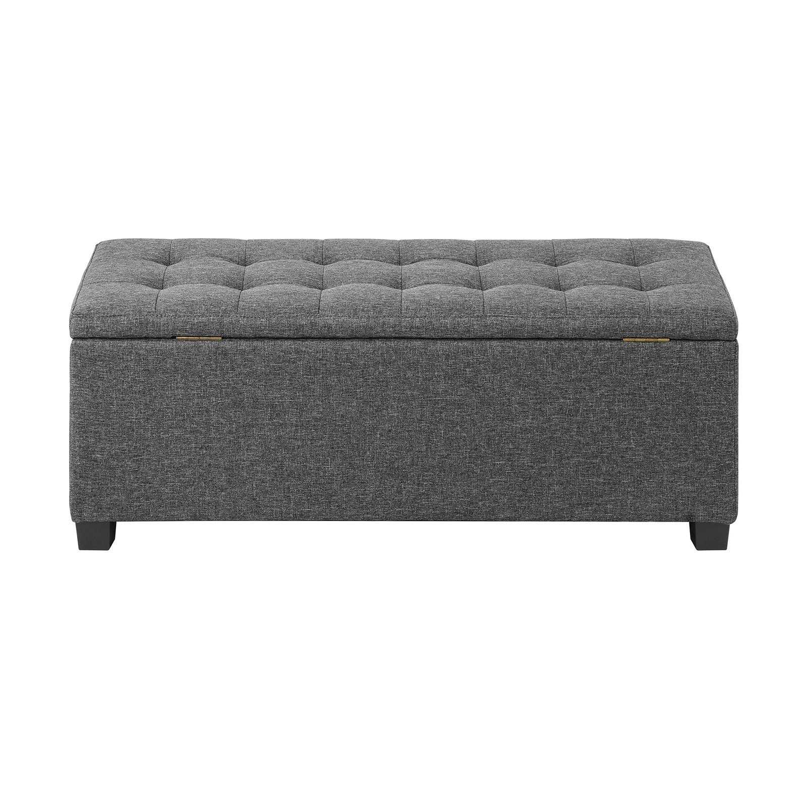 6 Oikiture Storage Ottoman Blanket Box Faux Linen Chest Toy Foot Stool
 - Grey, 6 of 10