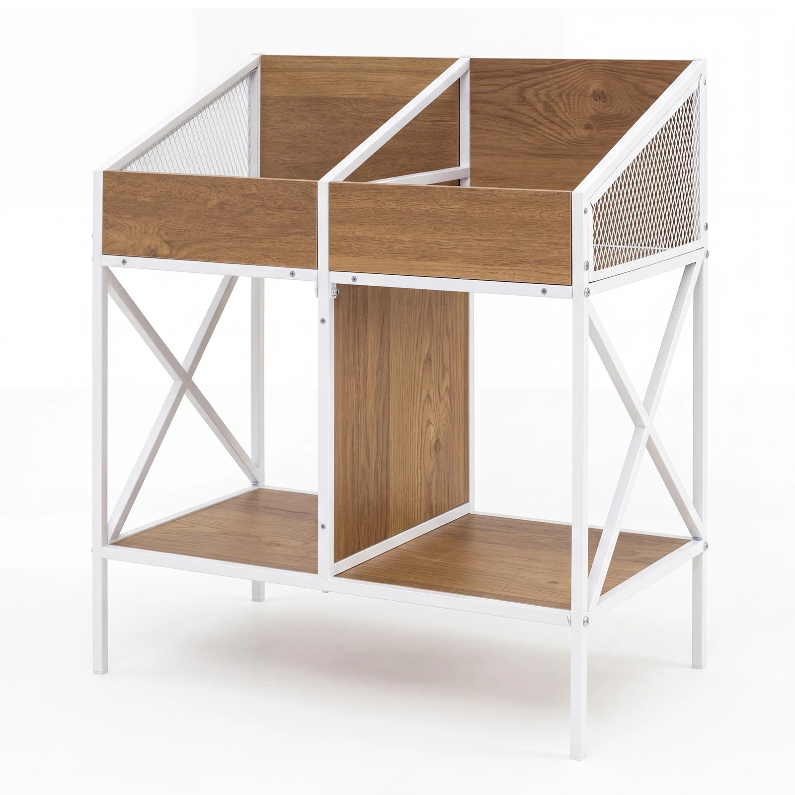 1 Costway 2-Tier Vinyl Record Storage Rack Magazine Books Record Holder - Natural, 1 of 7