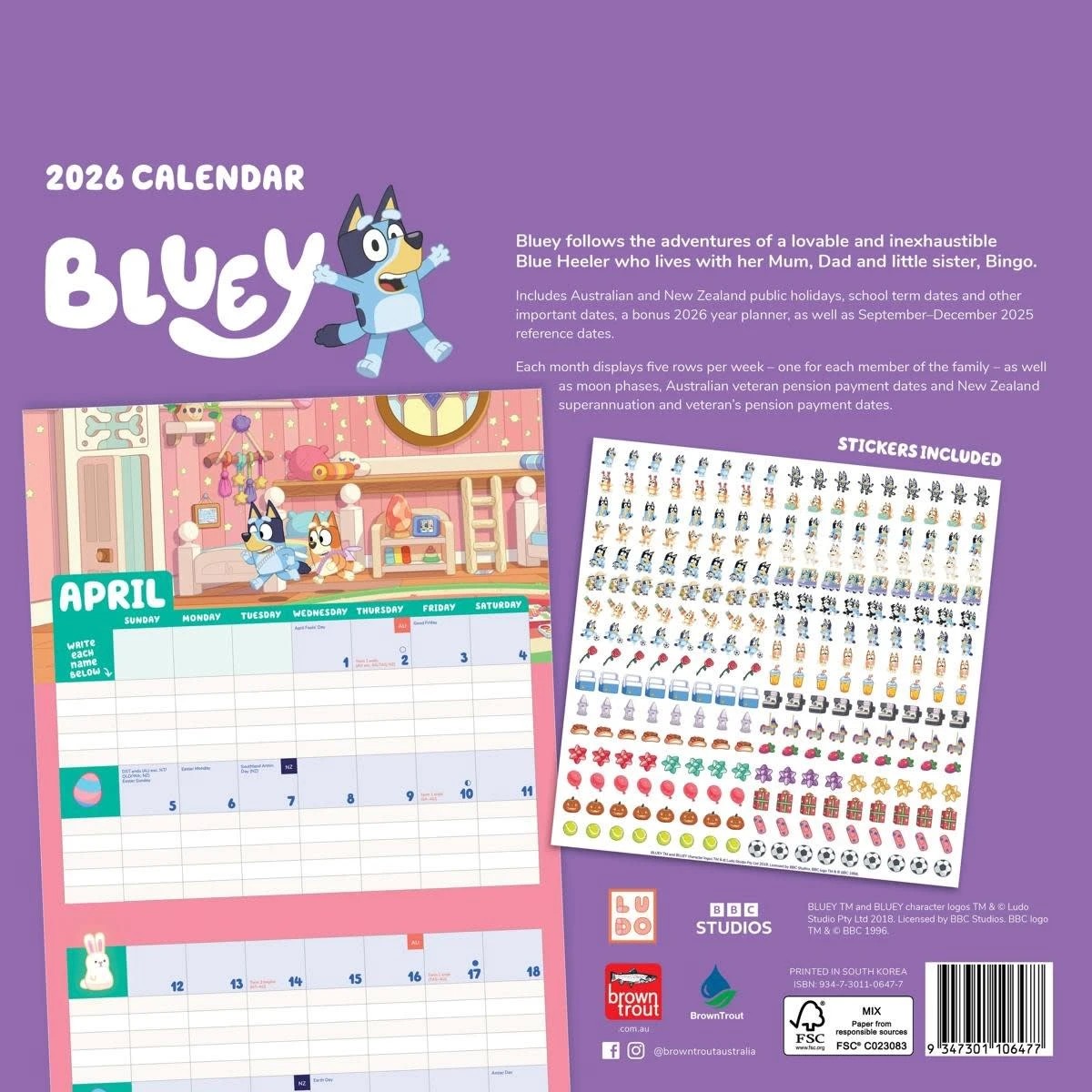 2 Bluey 2026 Family Planner Calendar, 2 of 3