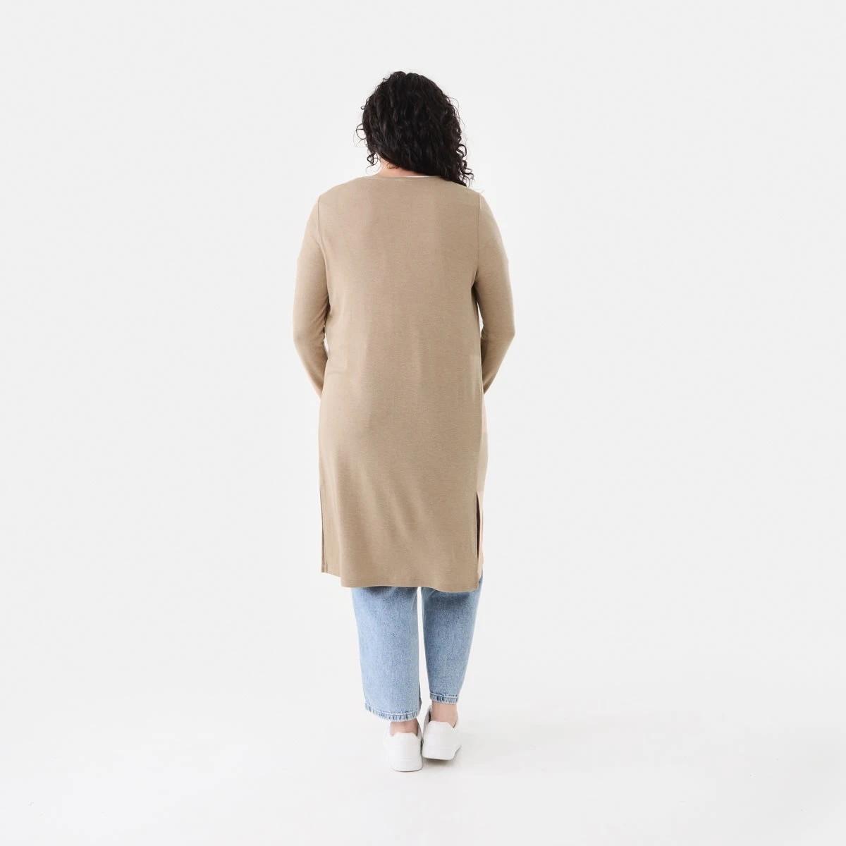 3 Long Sleeve Cardigan Sand Mrl, 3 of 5