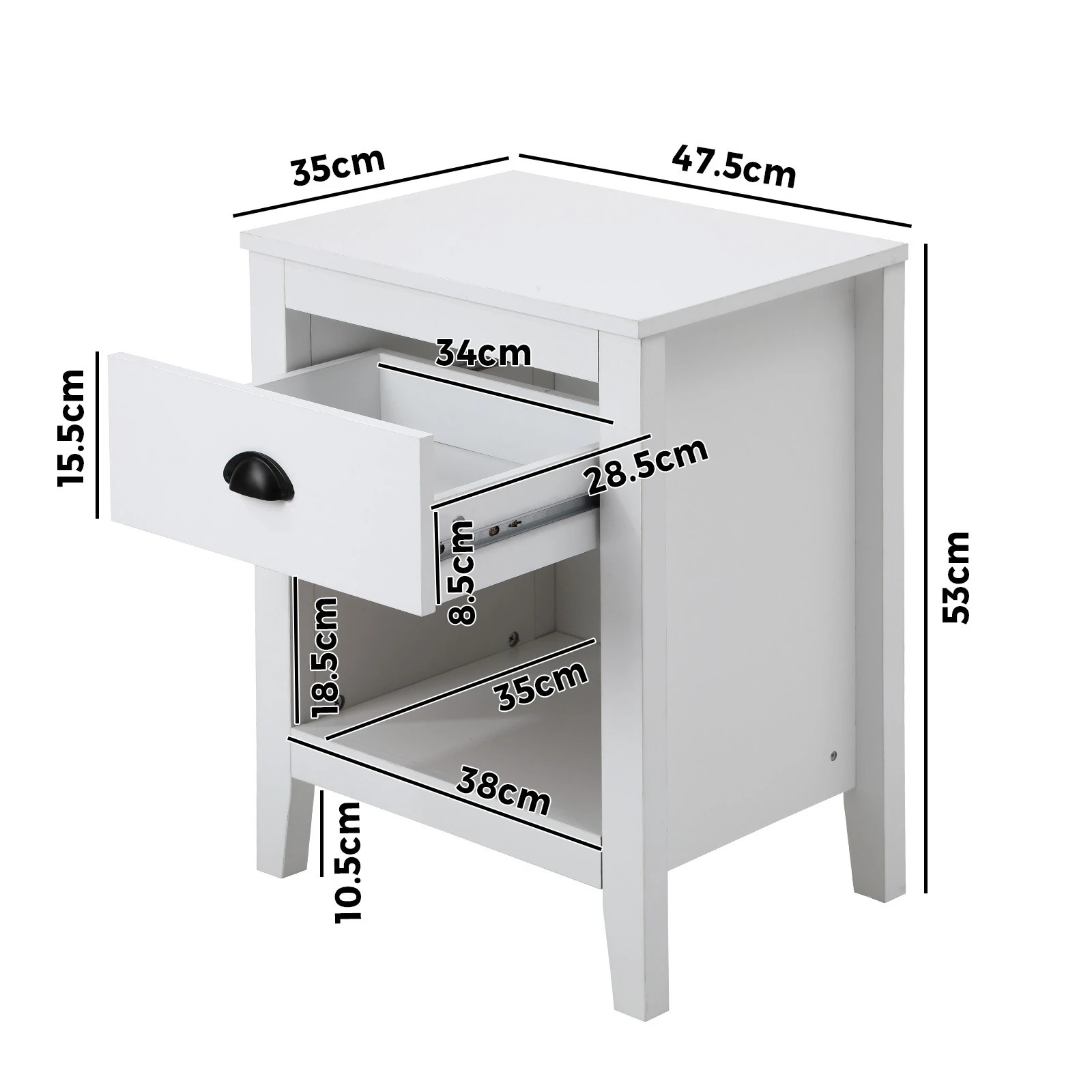 10 Oikiture Bedside Table Side End Tables Nightstand Vintage
 - White, 10 of 10