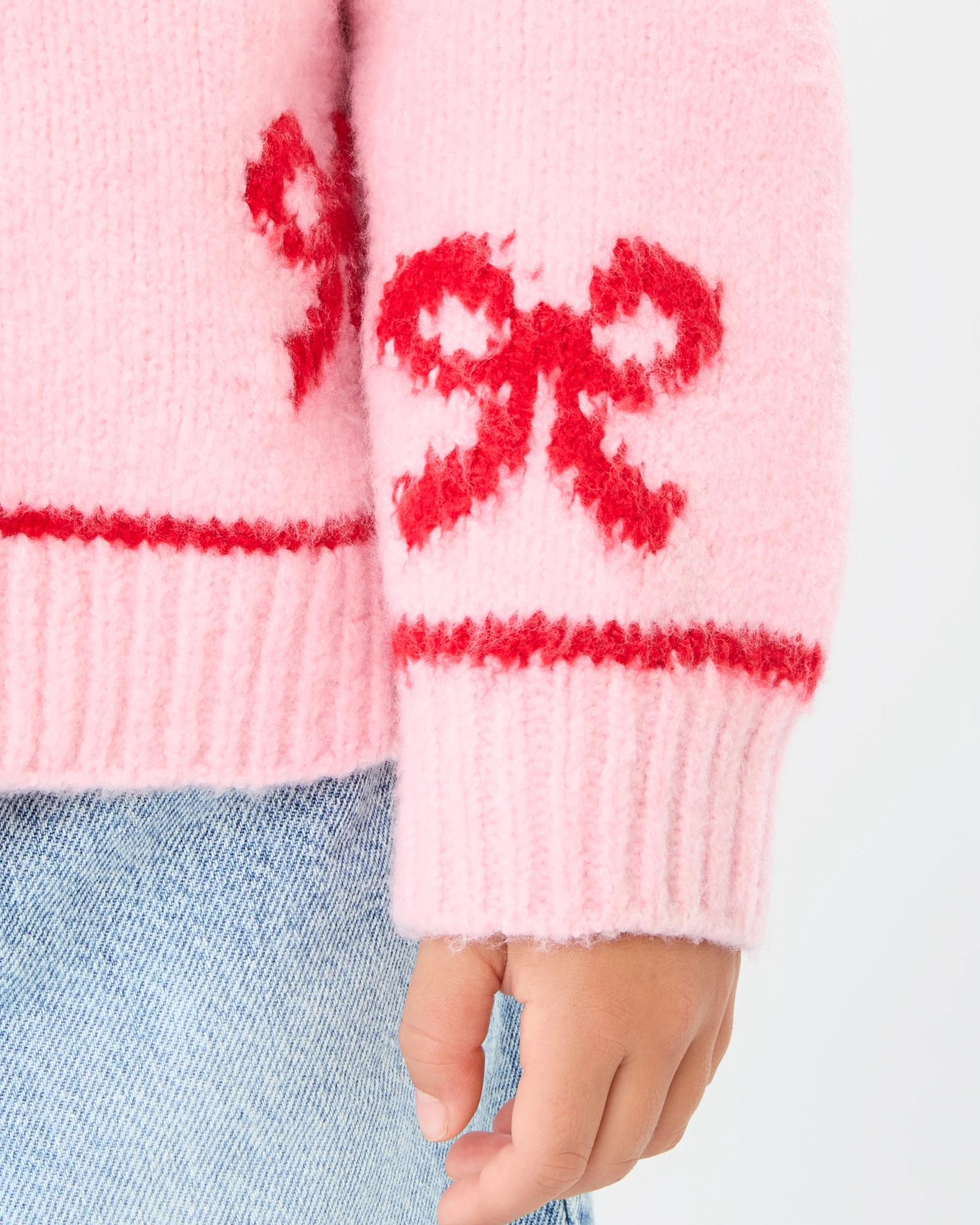 5 Intarsia Collar Cardigan Pnk Bow, 5 of 8