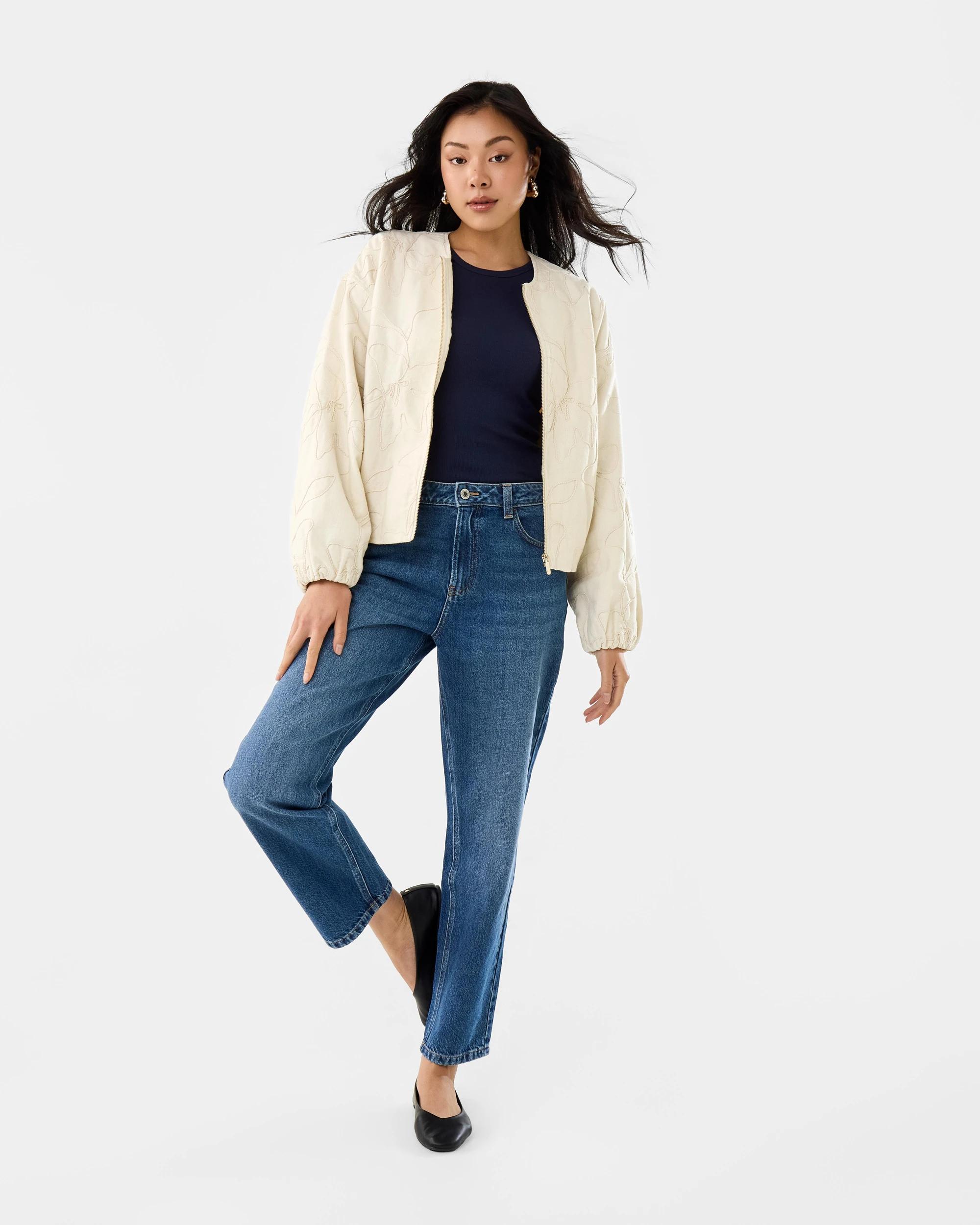 3 Embroidered Bomber Jacket Cld White, 3 of 9