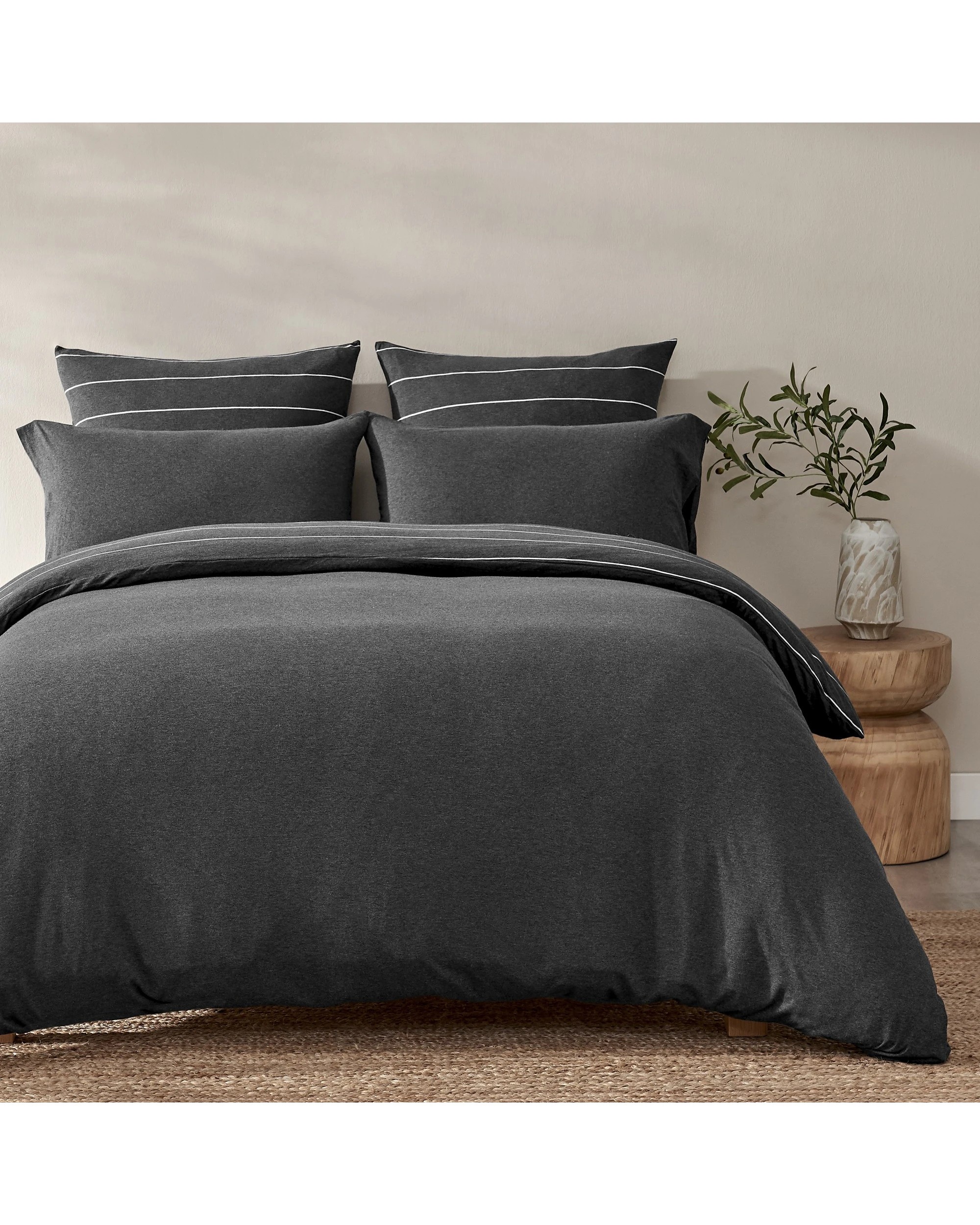 6 Dreamaker Jersey Luxe 100% Cotton Reversible European Pillowcase Twin Pack - Charcoal, 6 of 7