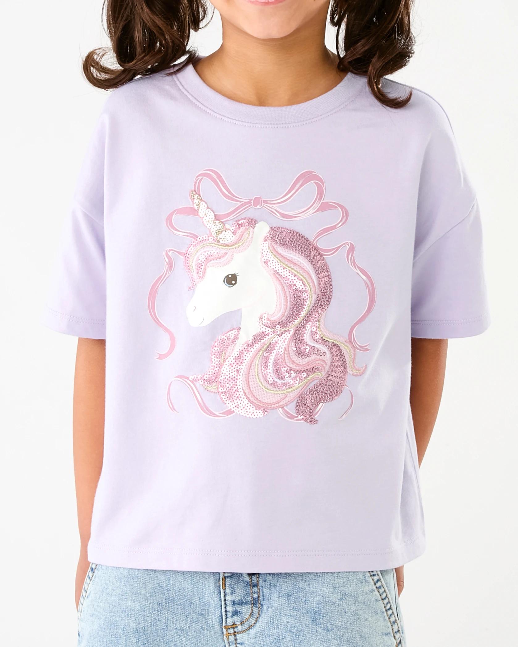 5 Short Sleeve Oversized Sequin T-shirt Prpl Uncrn, 5 of 6