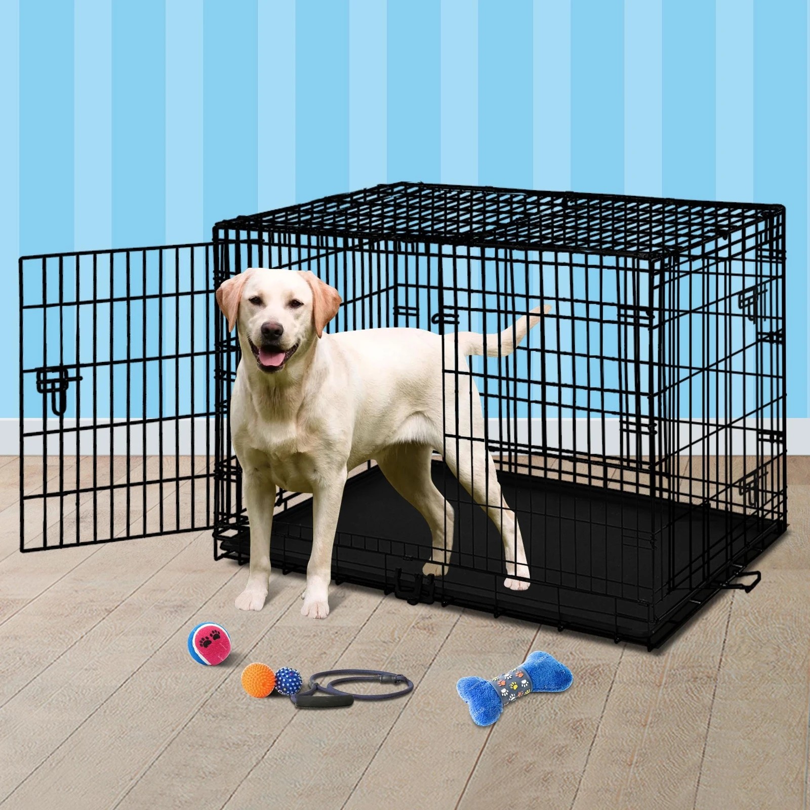 8 Beastie Dog Crate Pet Cage Kennel Cat Foldable Metal Playpen 42" Large - Black, 8 of 8