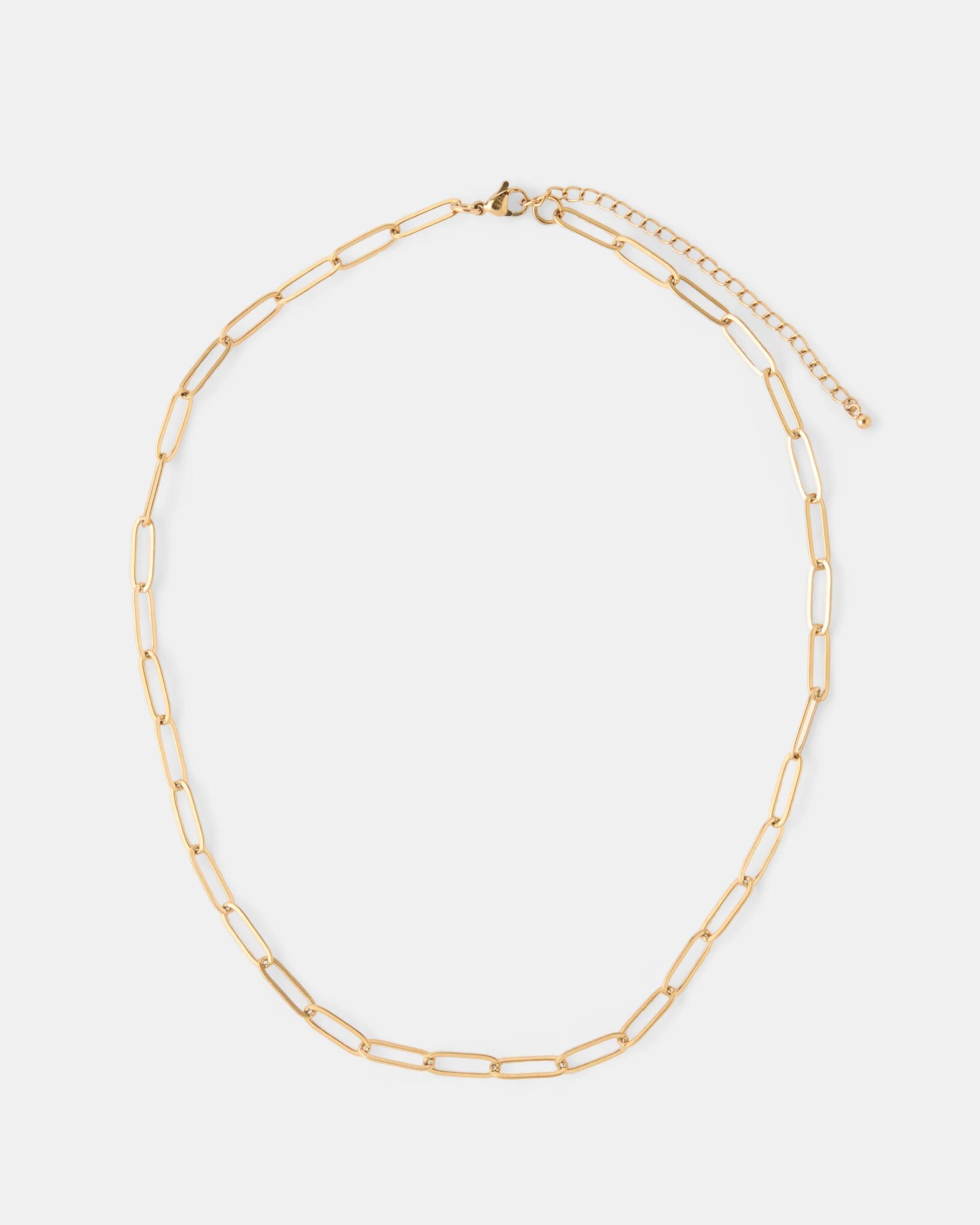2 Waterproof Stainless Steel Double Link Chain Necklace - Gold Tone Gold, 2 of 3