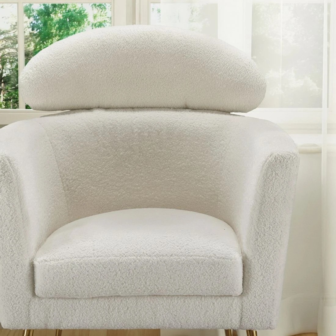 4 Artiss Armchair Boucle Fabric  Yoli - White, 4 of 5