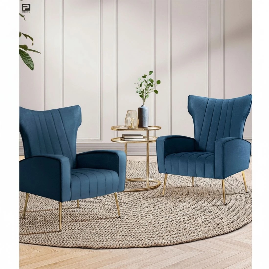 5 Artiss Armchair Navy Velvet Kate - Blue, 5 of 8
