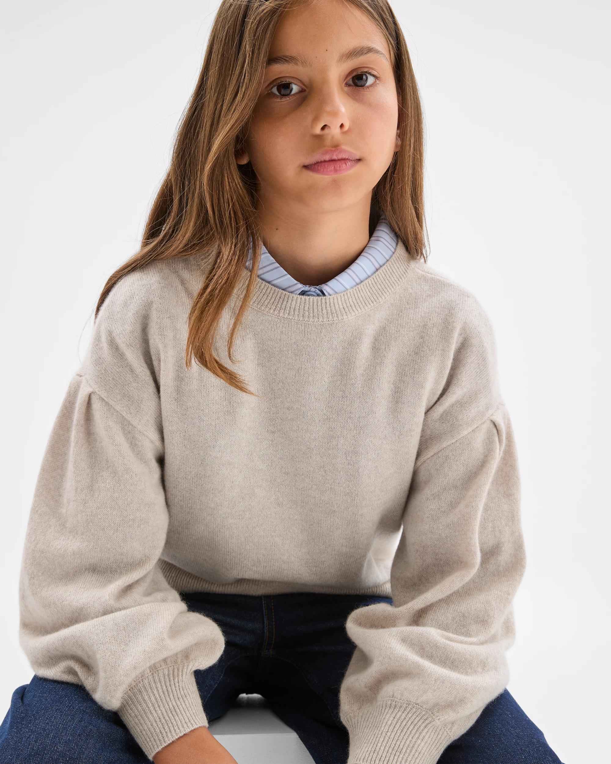 1 Target Kids Cashmere Long Sleeve Knit Sweater OATMEAL MARLE, 1 of 6