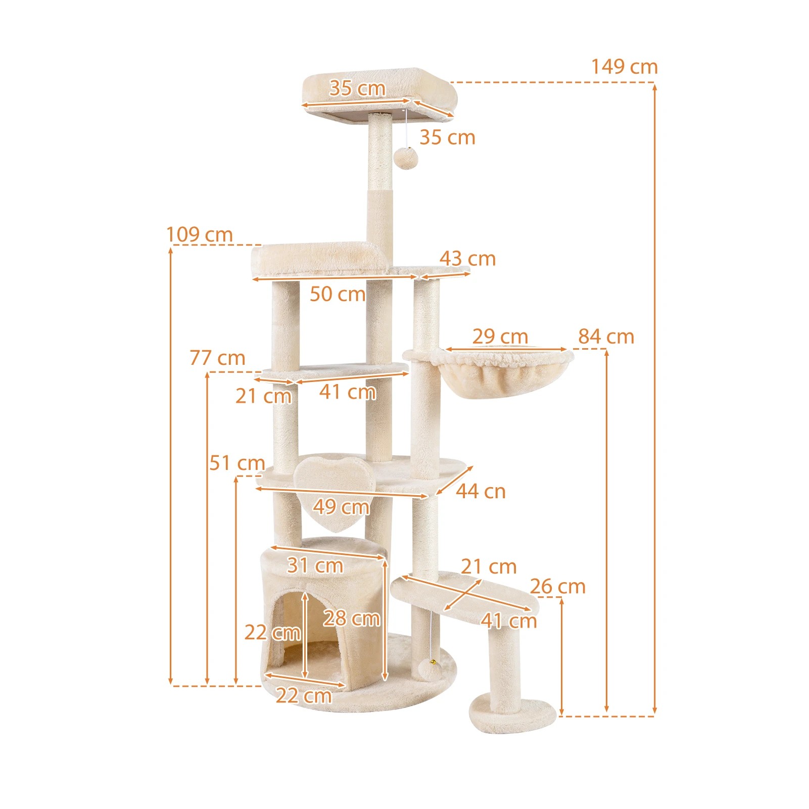 2 Costway Large Multi-Level Cat Tree Cat Tower w/Sisal Scratching Posts, 2 of 5