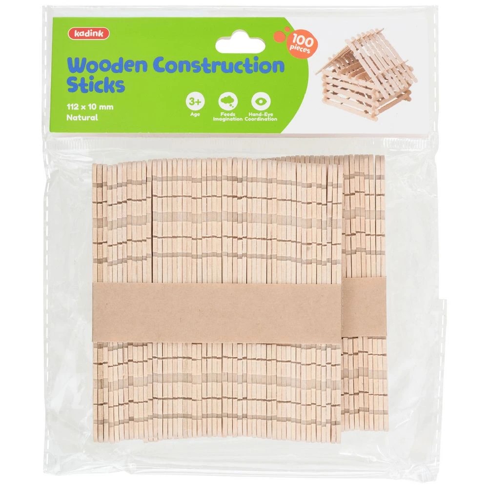 1 Kadink Wooden Construction Sticks Natural 100 Pack, 1 of 4